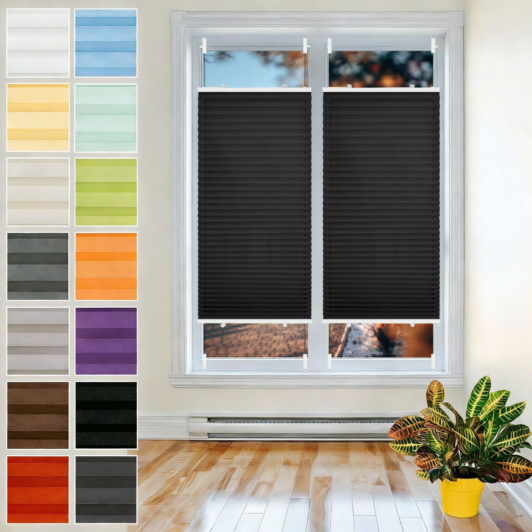 Store plissé noir 60x180 cm idéal pour tamiser la chambre et le bureau