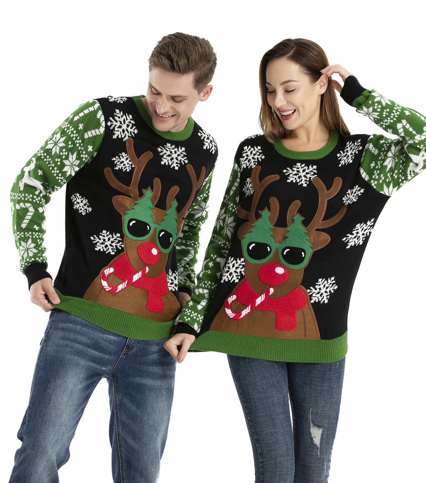 OFF THE RACK Suéter feo de Navidad para hombre - - Medium