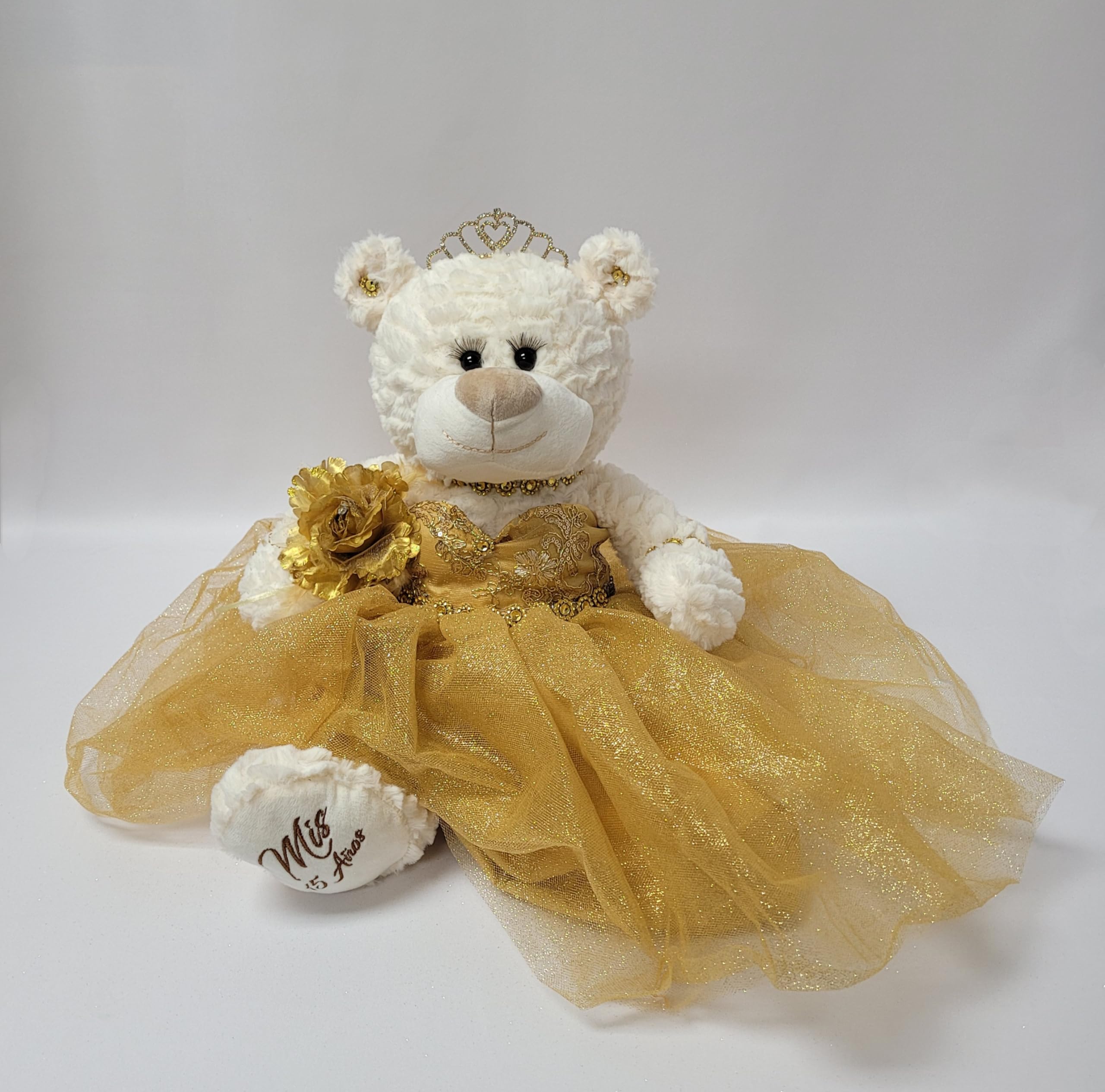 20" Quince Anos Quinceanera Last Doll Teddy Bear with Dress (Centerpiece) ~ ARC16831-6 (Gold)