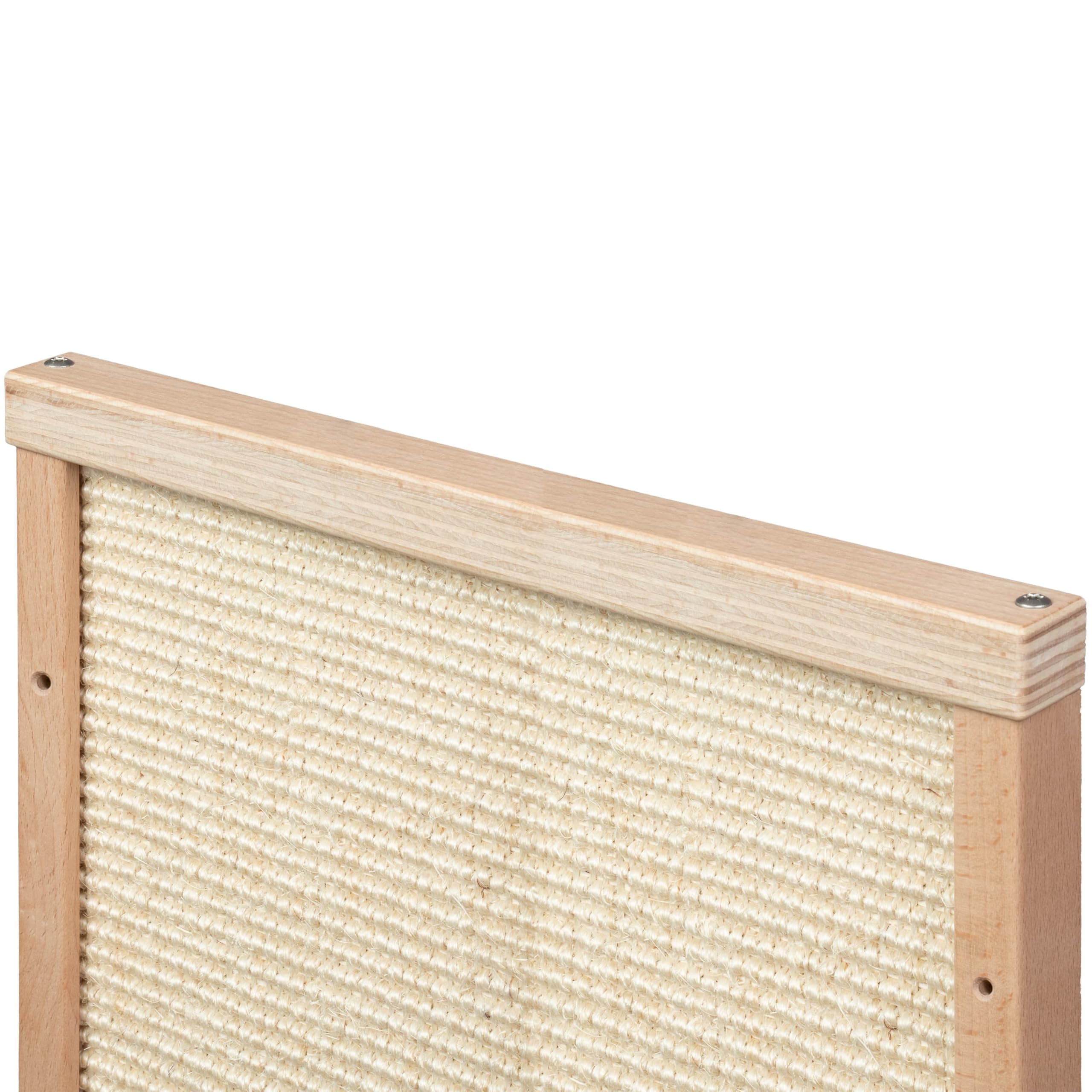 Kratzbaumland Premium-Kratzbrett aus Buchenholz mit austauschbarem Sisalteppich, nachhaltig, wandmontage für Katzen, extrabreit (70 cm - Sisal Natur)
