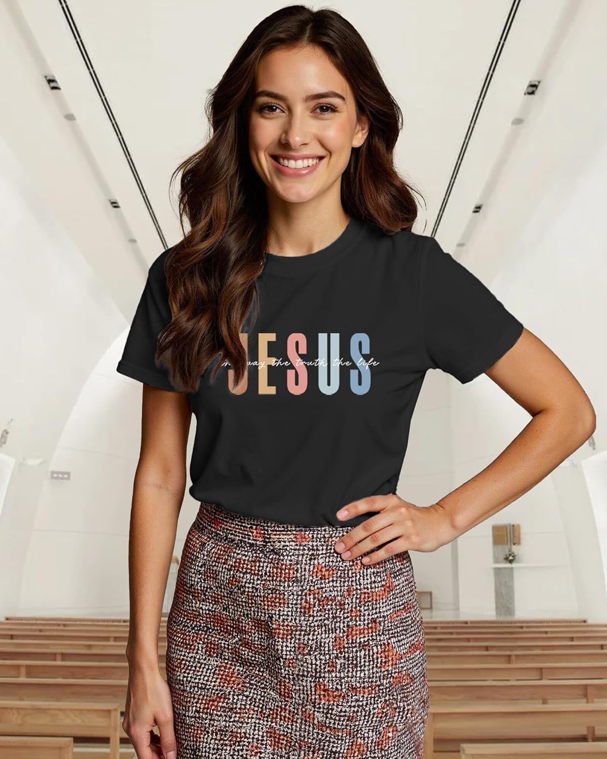 Christian Shirt for Women Jesus Shirt The Way The Truth The Life Tees Top - Image 3