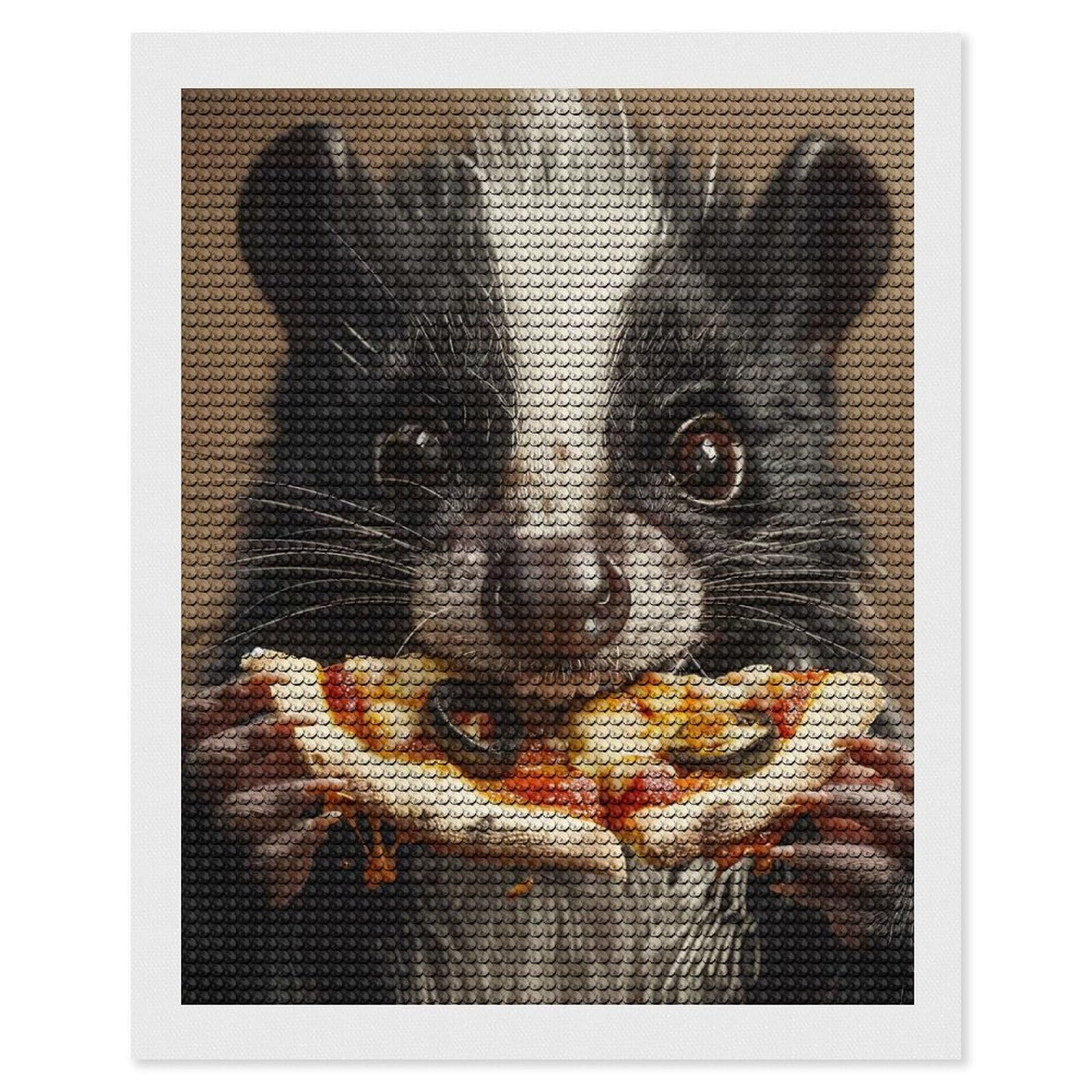 Junmoney Skunk Pizza Diamond Painting Canvas Set 16"x20", Mindful Craft Activity, Nice Detail and Sparkle, Farmhouse Decor, Birthday Gift