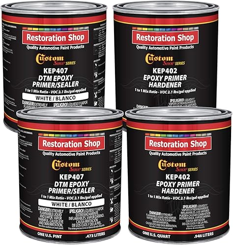 Vista 19 de Custom Shop - Imprimación/sellador epoxi gris 2.1 VOC (kit de 2 galones) anticorrosivo DTM de alto rendimiento para uso automotriz e industrial = 1