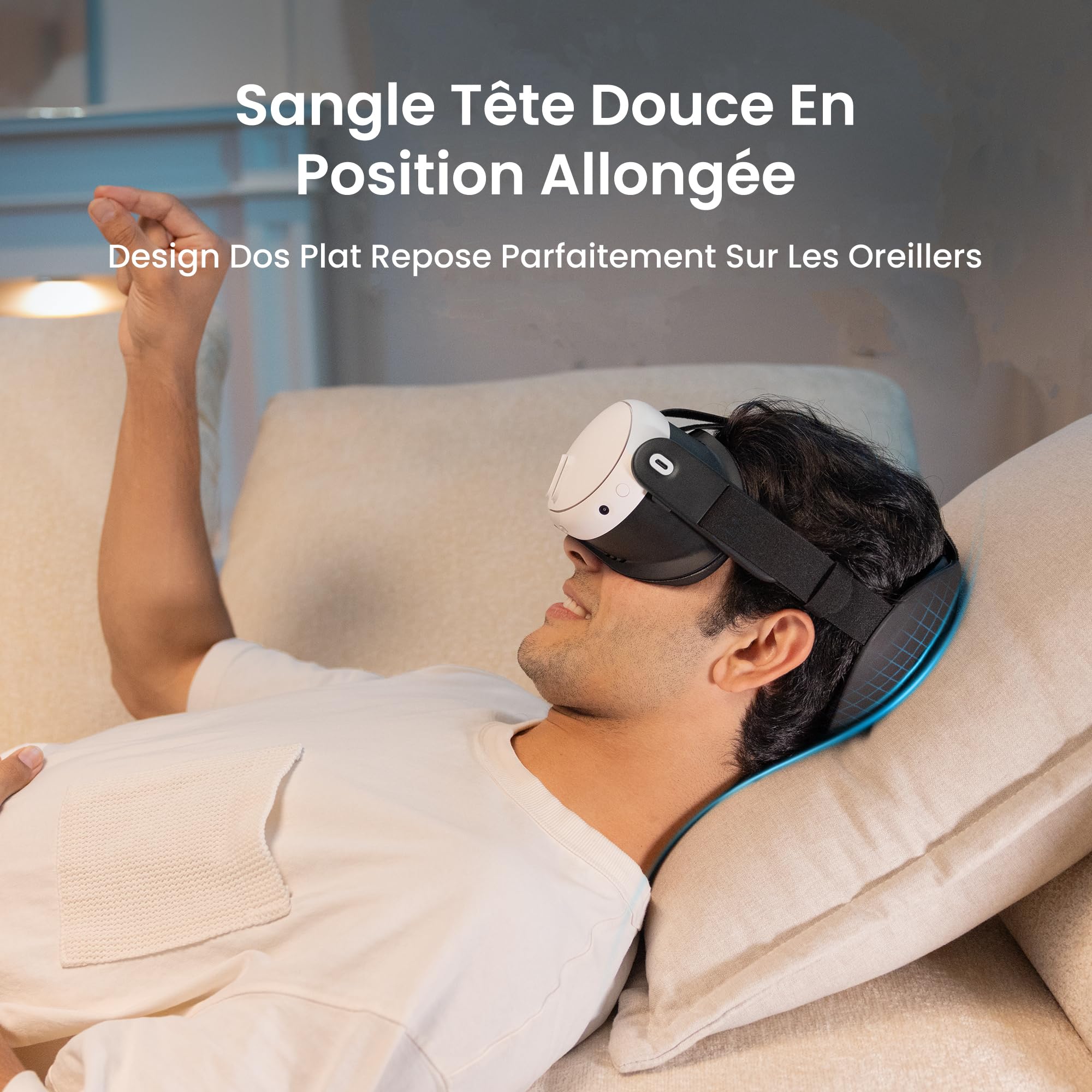 KIWI design K4 Flex Sangle Confort réglable Quest 3/3S, PU sans Batterie | Réglable, anti-pression, dos plat, PU souple, TPU adaptable, pliable, léger, ajustement, sécurité certifiée
