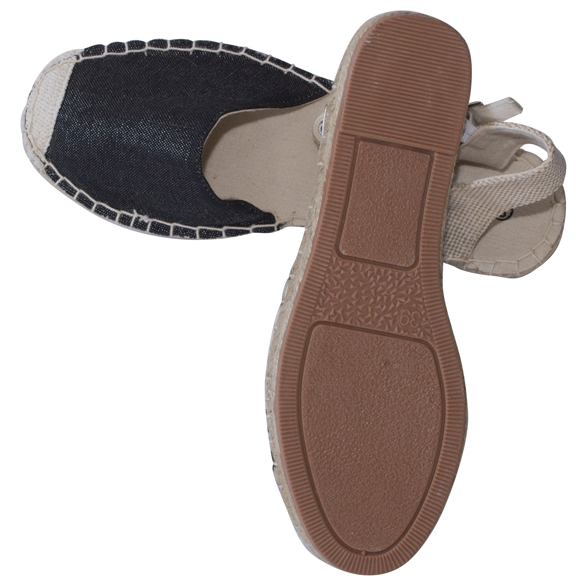 Japanwelt Espadrilles für Damen I Riemchen - Sommer-Latschen Espandrillos Damen-Slipper Sommerschuhe Leinenschuhe Spanisch Leinenschuhe Plateau Mokassin Espandrilles Schlüpfschuhe Halbschuhe