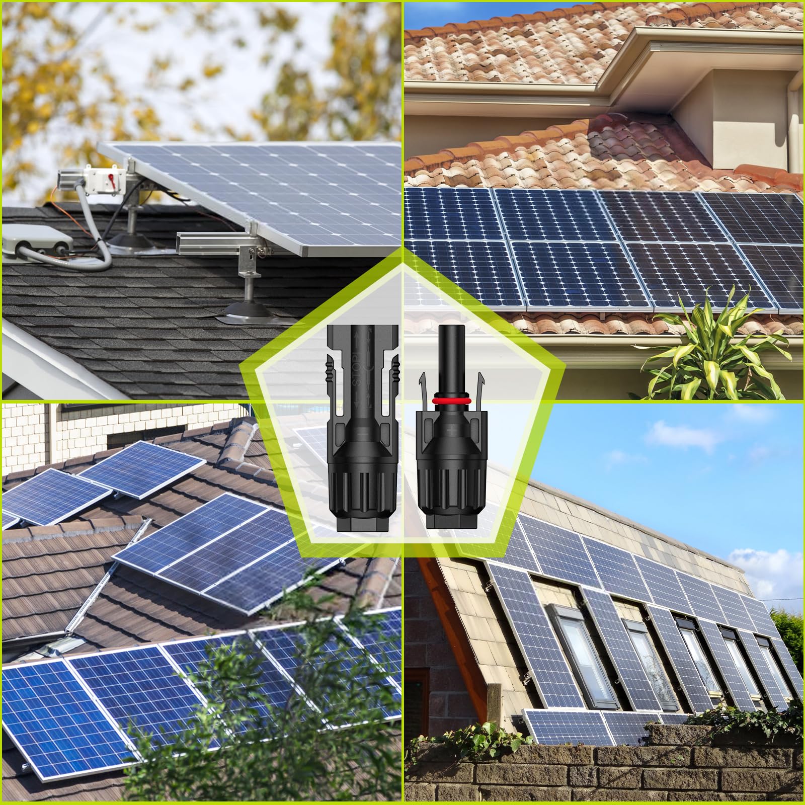 20 par złączy solarnych, 40 szt. złącza kabli do paneli słonecznych, adapter męski/żeński, IP68, 1000 V, 30 A, 10AWG, 12AWG, 14AWG, wodoodporne, pyłoszczelne złącze z 2 kluczami (20 par złączy