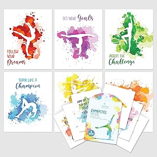 6 Reversible Gymnastics Posters for Girls Room - 8x10in Gymnastics Poster, Gymnastics Wall Decor, Gymnastics Decor for Girls Bedroom, Gymnastics Wall Art, Gymnastics Decor, Dance Posters