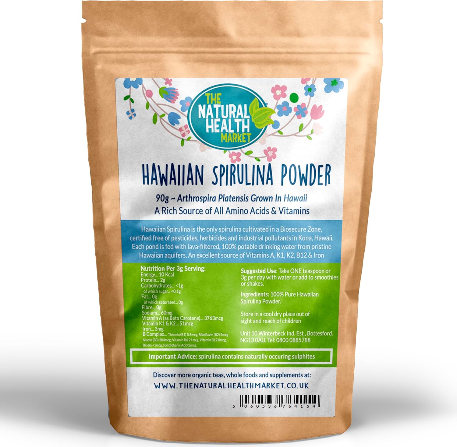 Hawaiian Spirulina Powder 90 g – The Natural Health Market | Organic Iron & Vitamin B12 Rich Superfood