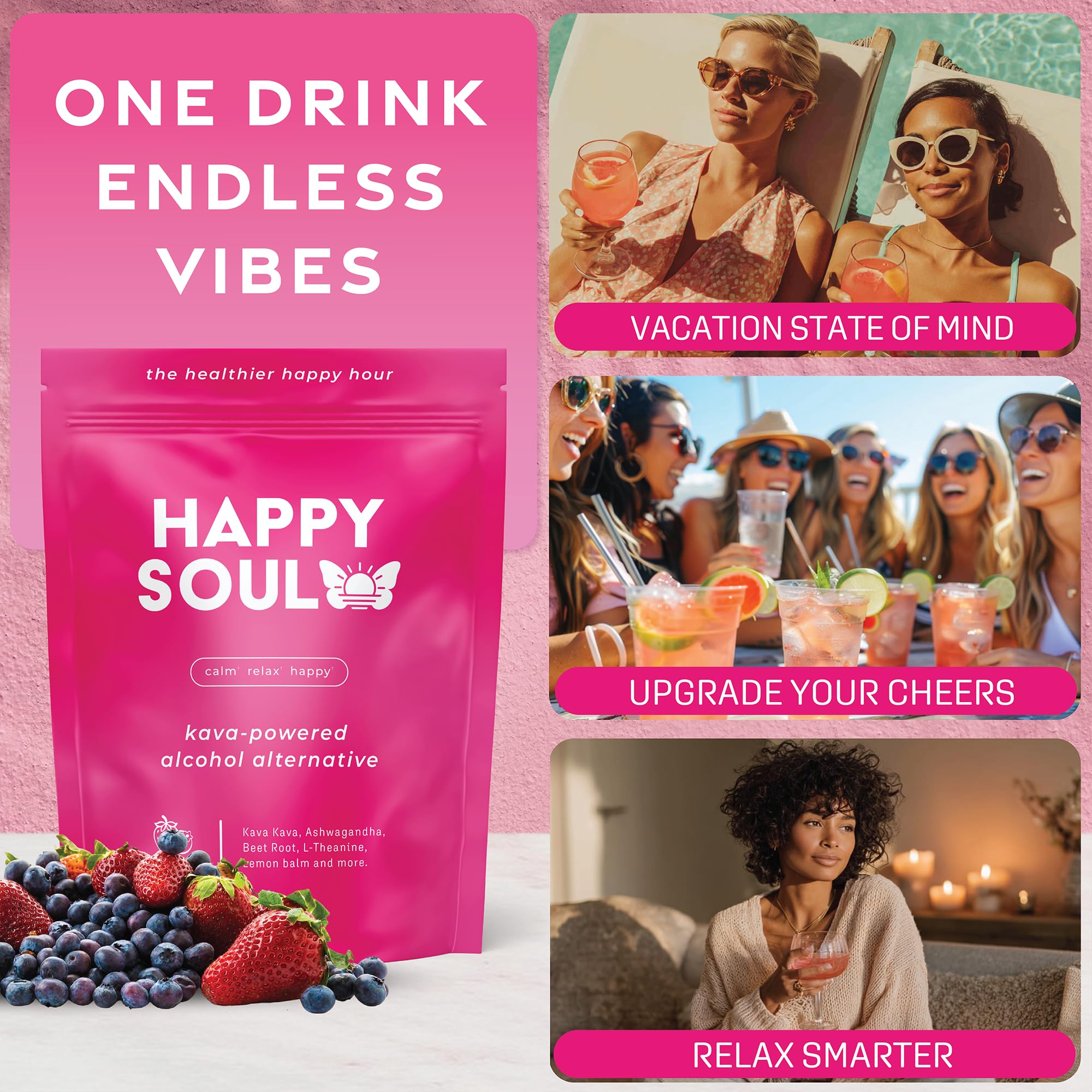 HappySoul Kava Drink Mix Powder, Alcohol Alternative | Berry, 15 Stick Pack — Amazon image 3