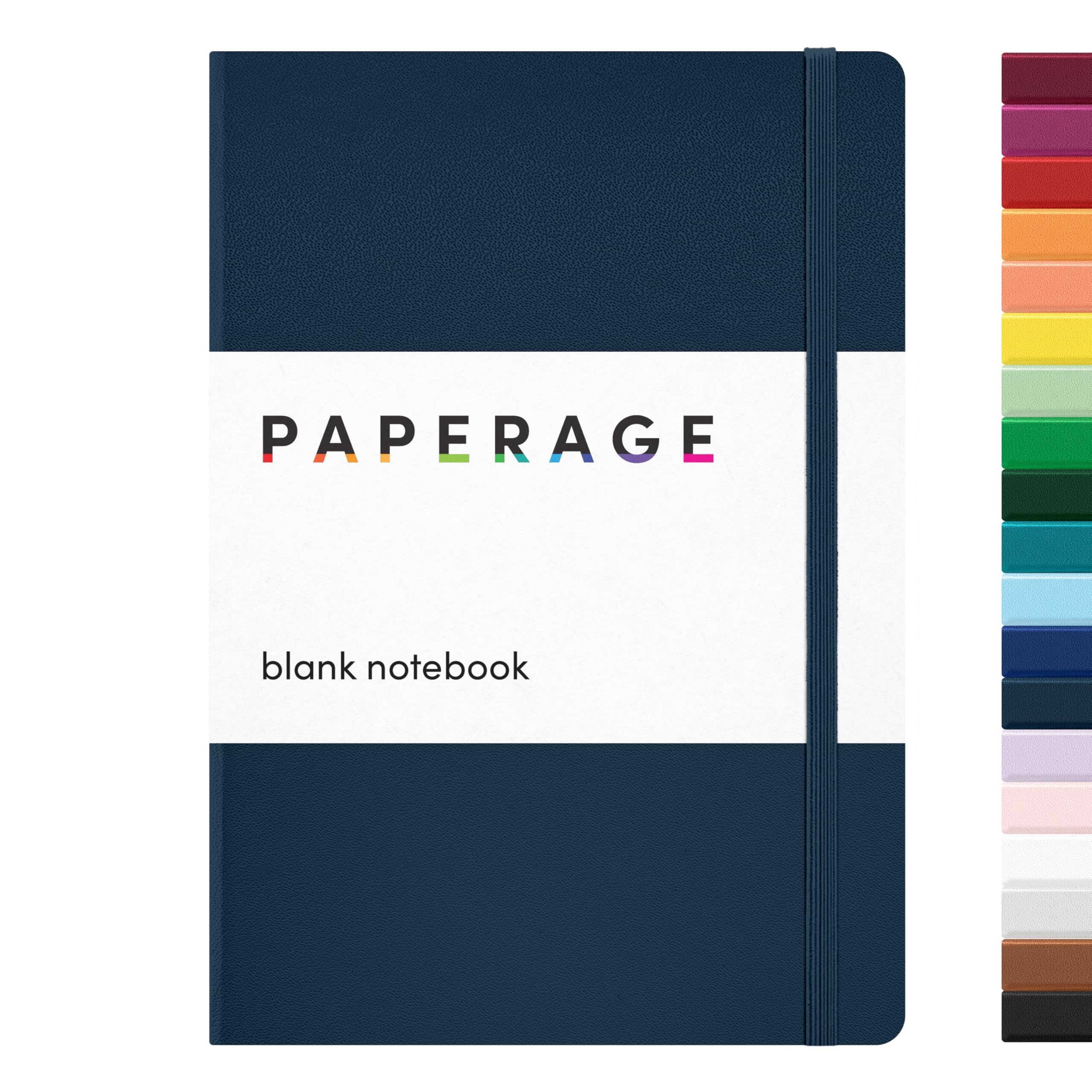 PAPERAGE Blank Journal Notebook, (Navy), 160 Pages, Medium 5.6 in x 8 in - 100 GSM Thick Paper – Hardcover Journaling Notebook for Work, School, Note Taking or Sketching