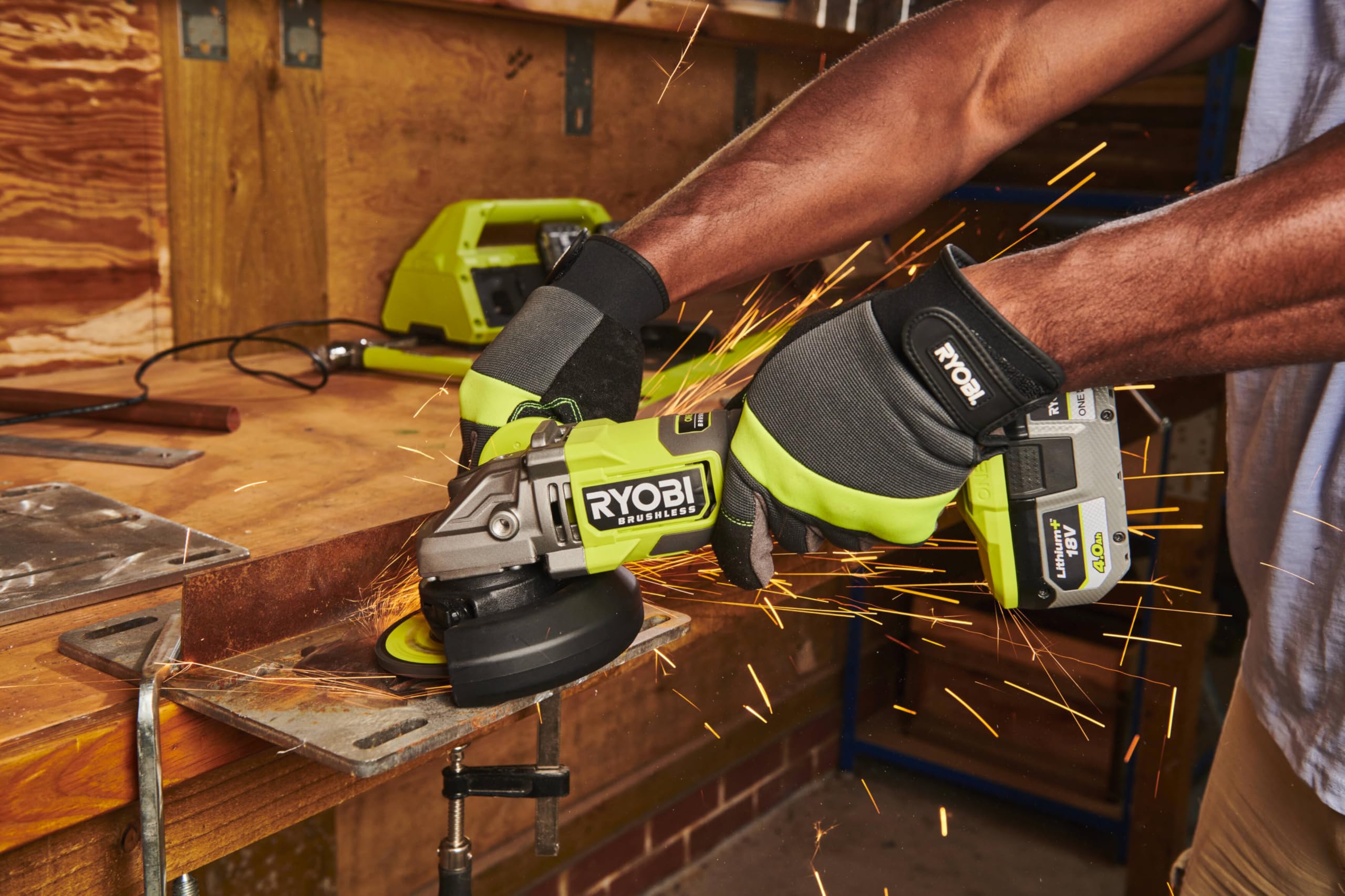 Ryobi RAG18BL-0 Smerigliatrice Angolare Brushless a Batteria 18V ONE+, Batteria Non Inclusa, Diametro Disco 125mm