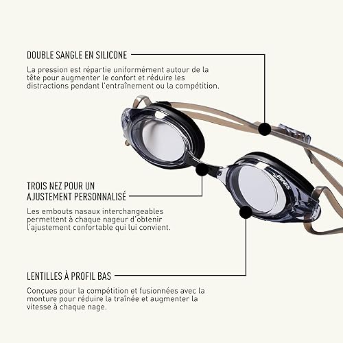 Miniatura 5 de FINIS Bolt Competition - Gafas de natación  Protección UV y lentes antivaho  3 piezas nasales  Ajustable  Adulto
