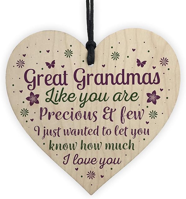 RED OCEAN Great Grandparent Gifts Great Grandma Ornament Wooden Heart Plaque Sign Birthday Keepsake