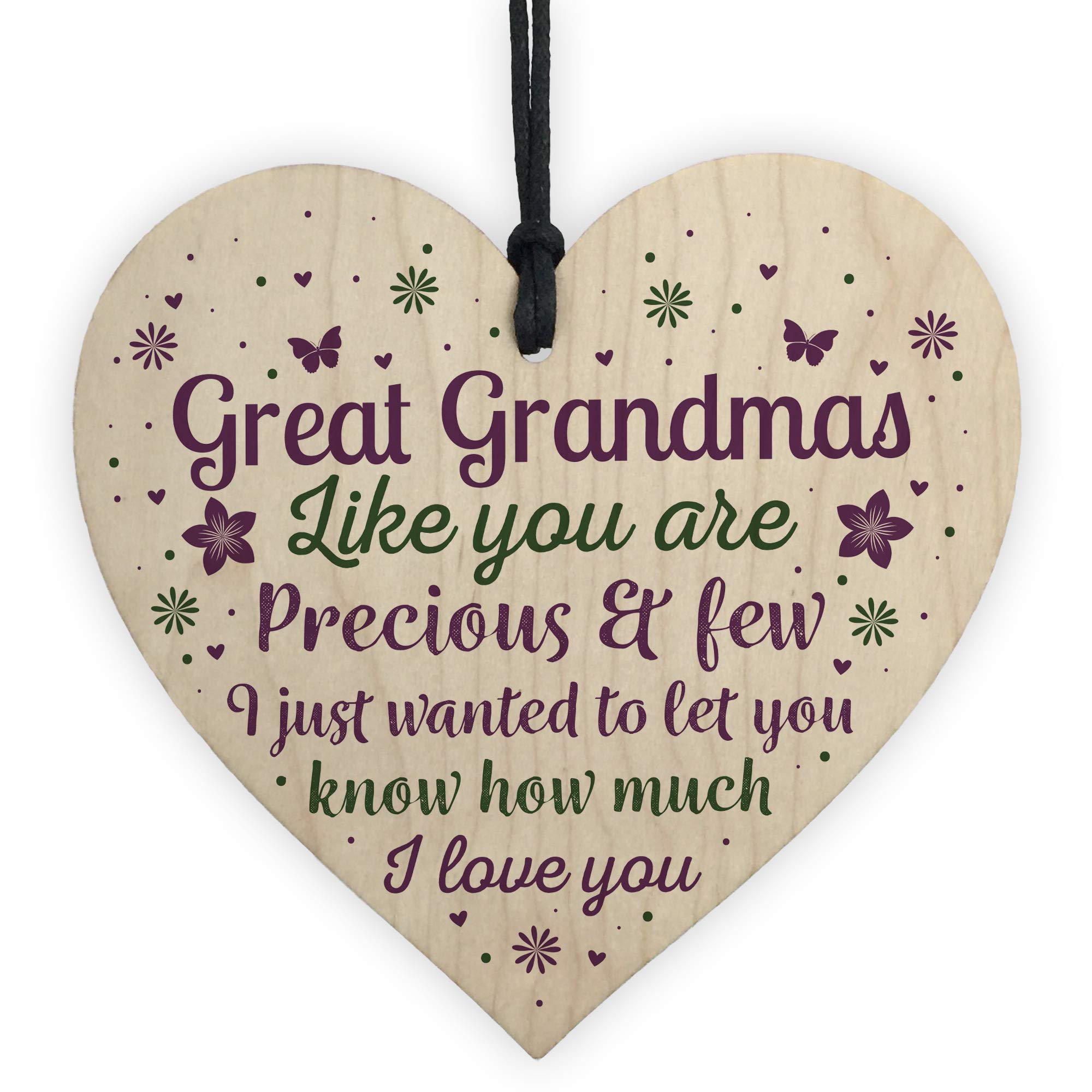 Red Ocean Great Grandparent Great Grandma Christmas Ornament Wooden Heart Plaque Sign Birthday Keepsake
