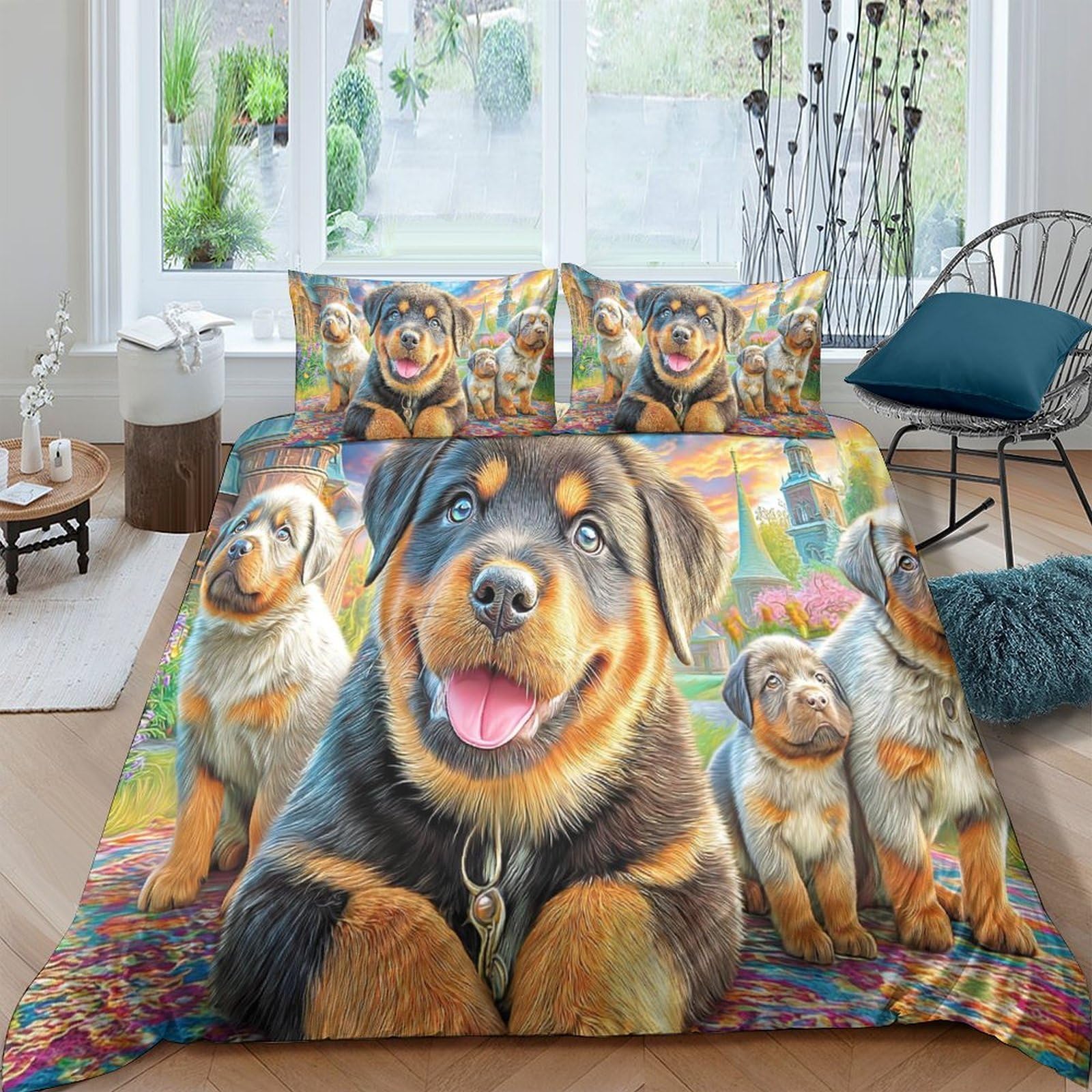 Housse de couette Rottweiler pour chambre d'ado : lit douillet et déco chien