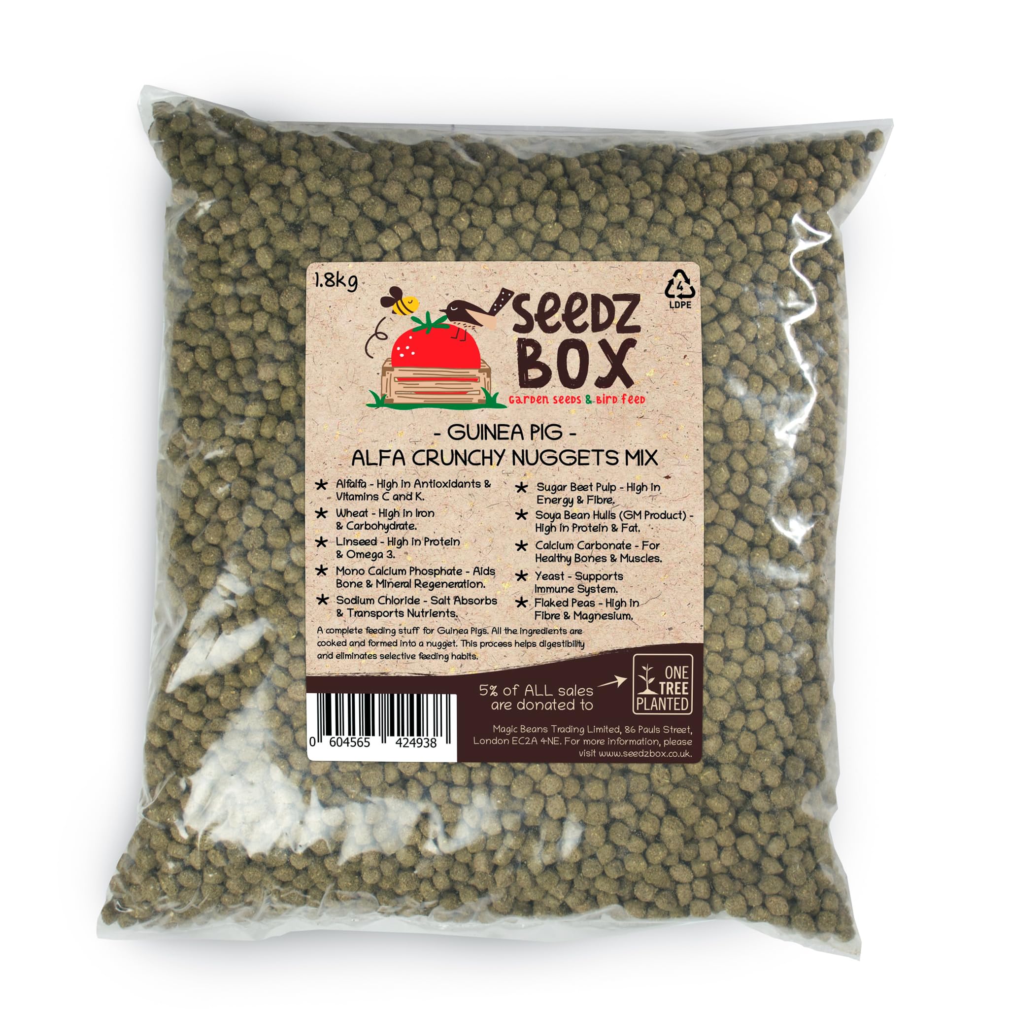 Buy Guinea Pig Food 1.8kg Crunchy Nuggets Feed Mix SeedzBox Deluxe