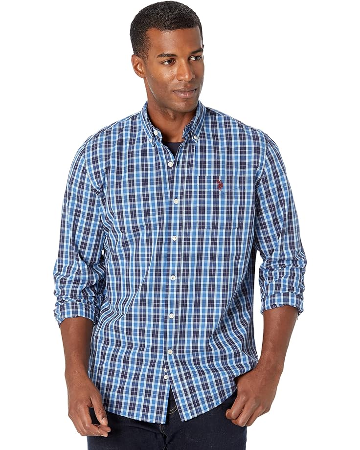 U.S. POLO ASSN. Long Sleeve Yarn-Dye Peached Poplin Woven Shirt - Main View