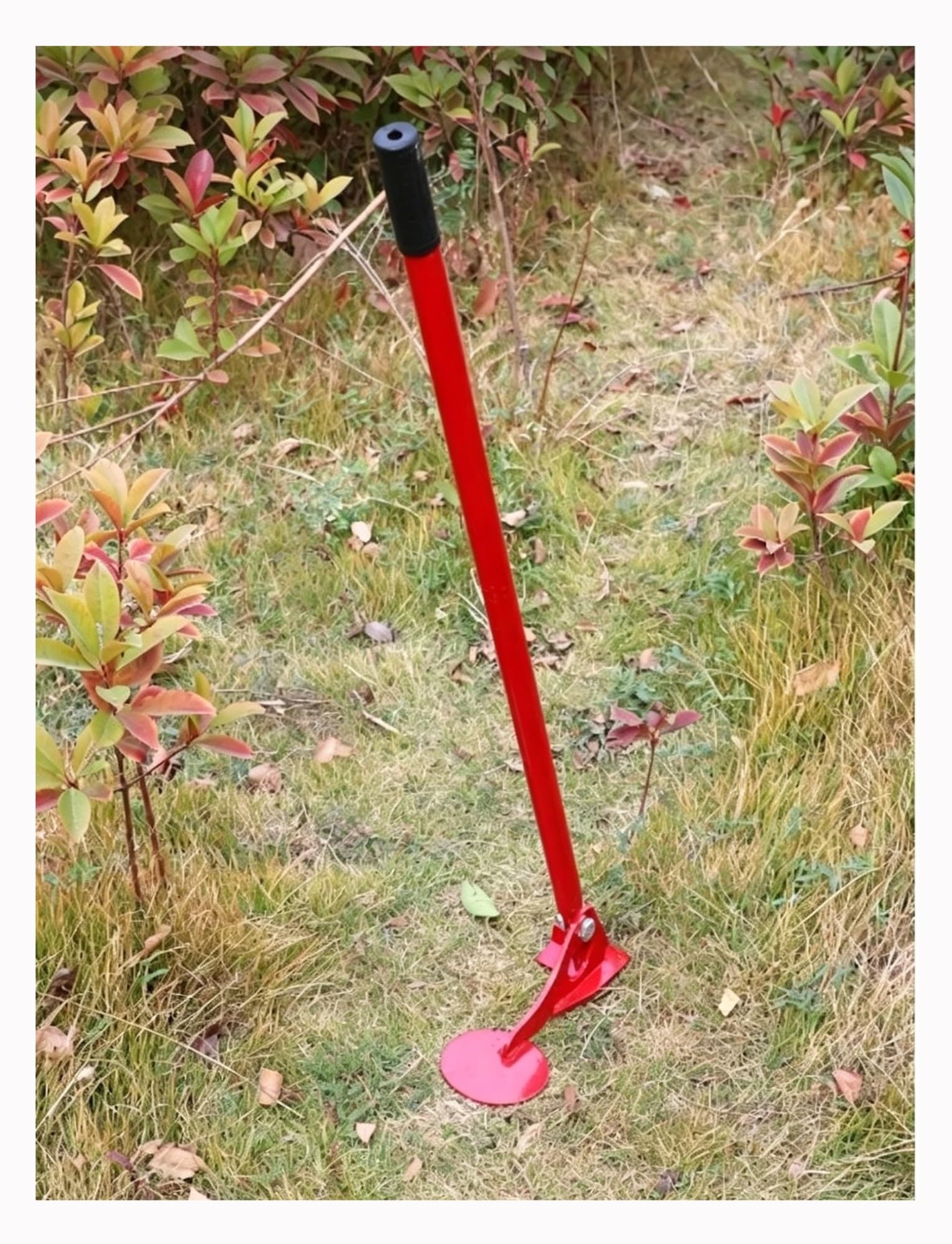 Heavy Duty Tree Stump & Root Remover Tool with Handle - Steel Manual Fence Post Puller & Extractor for Garden, Farm, Orchard(Red with Handle)