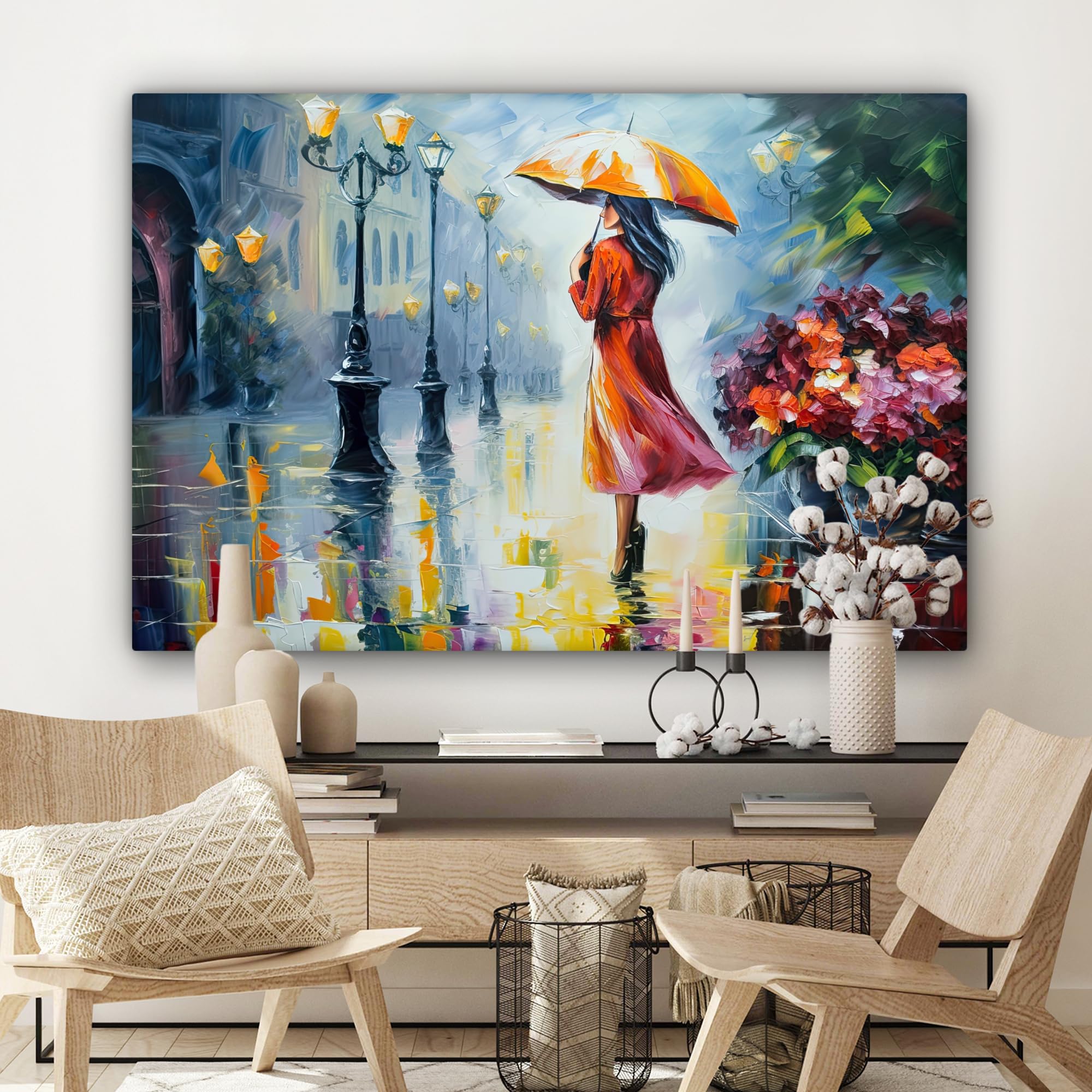 MuchoWow© Canvas Schilderij 120x80 cm Kamer Decoratie Woonkamer Schilderijen Slaapkamer Room Decor Wanddecoratie Wall Art Painting Bloem - Wit - Glitter - Goud - Modern