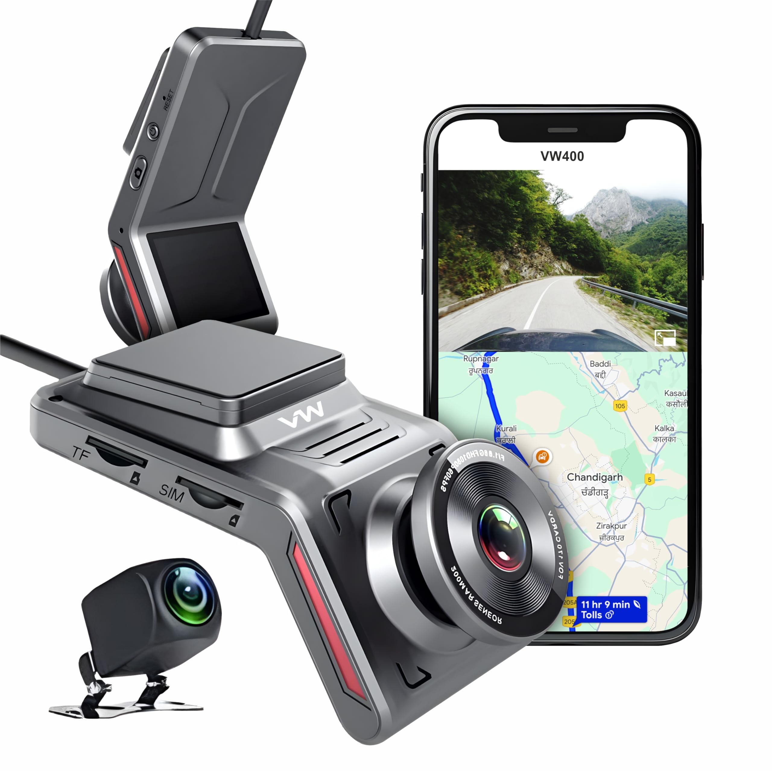 VW400 Car 4G Cloud Dash Camera | Front and Rear Camera | Live Recording | G-Sensor | WiFi, 3G/4G Sim | Supports iOS & Android | 1920 x 1080p @25fps | Hard Wiring Kit Included (Car Charger Not) (B0CZLNRFSB) Amazon Price History, Amazon Price Tracker