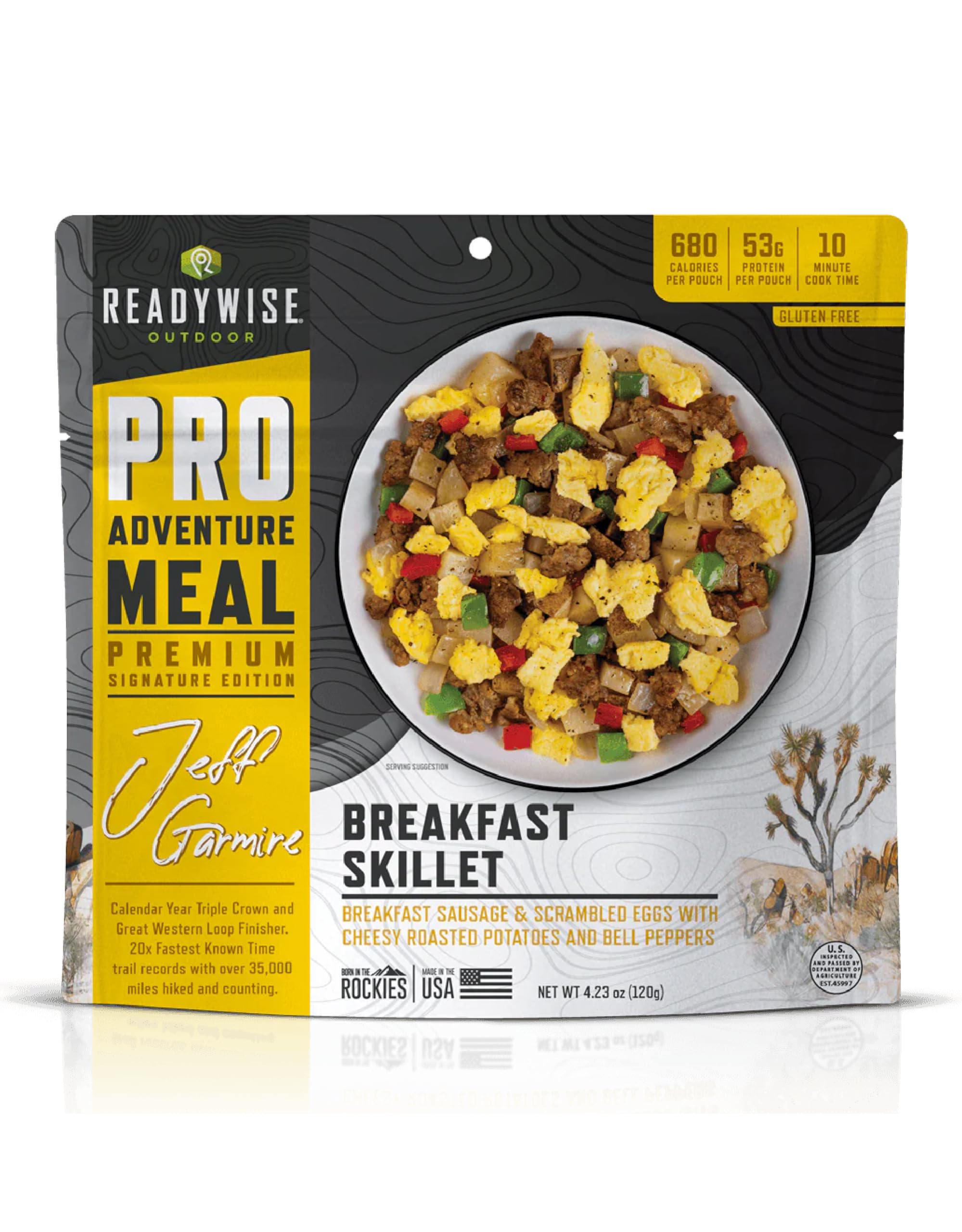 ReadyWise Outdoor Pro Adventure Meal - Breakfast Skillet, 2 Servings, 1 Pouch, Gluten Free, 700 Calories, 36g Protein, Freeze Dried Food & Dehydrated