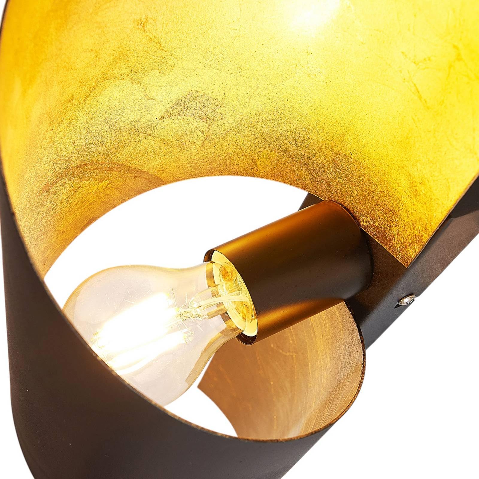 Lindby Wandlampe schwarz gold, Uplight und Downlight Effekt Wandleuchte innen IP20 Wandspot 1x E27 ohne Leuchtmittel Wandbeleuchtung Wohnzimmer Esszimmer