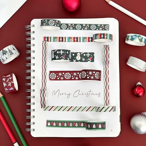 Miniatura 5 de allydrew Juego de Washi de temporada de invierno para artes y manualidades, álbumes de recortes, papelería, diario, 12 piezas de animación festiva