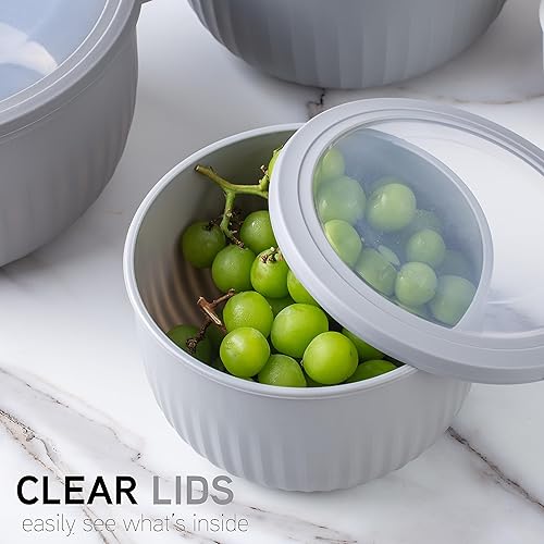 Miniatura 3 de COOK WITH COLOR Tazones de preparación con tapas, juego de cuencos pequeños de plástico anidables anchos y profundos con tapas, juego de 12 piezas,