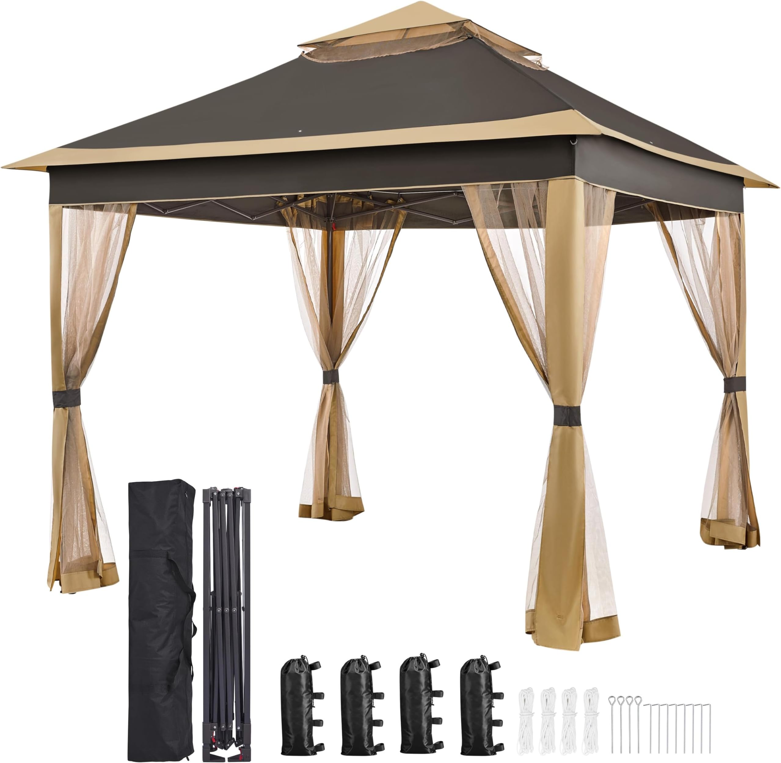 Amazon.com : PHI VILLA 10x12 Gazebo Canopy for Patio, Double Vent