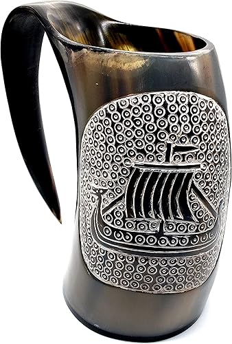 Vista 13 de 5MOONSUN5 HBCUP-573 - Vaso de copa de vino con cuerno vikingo, vaso medieval, vaso de cuerno de buey, vaso de vaso de vaso de cerveza, cerveza