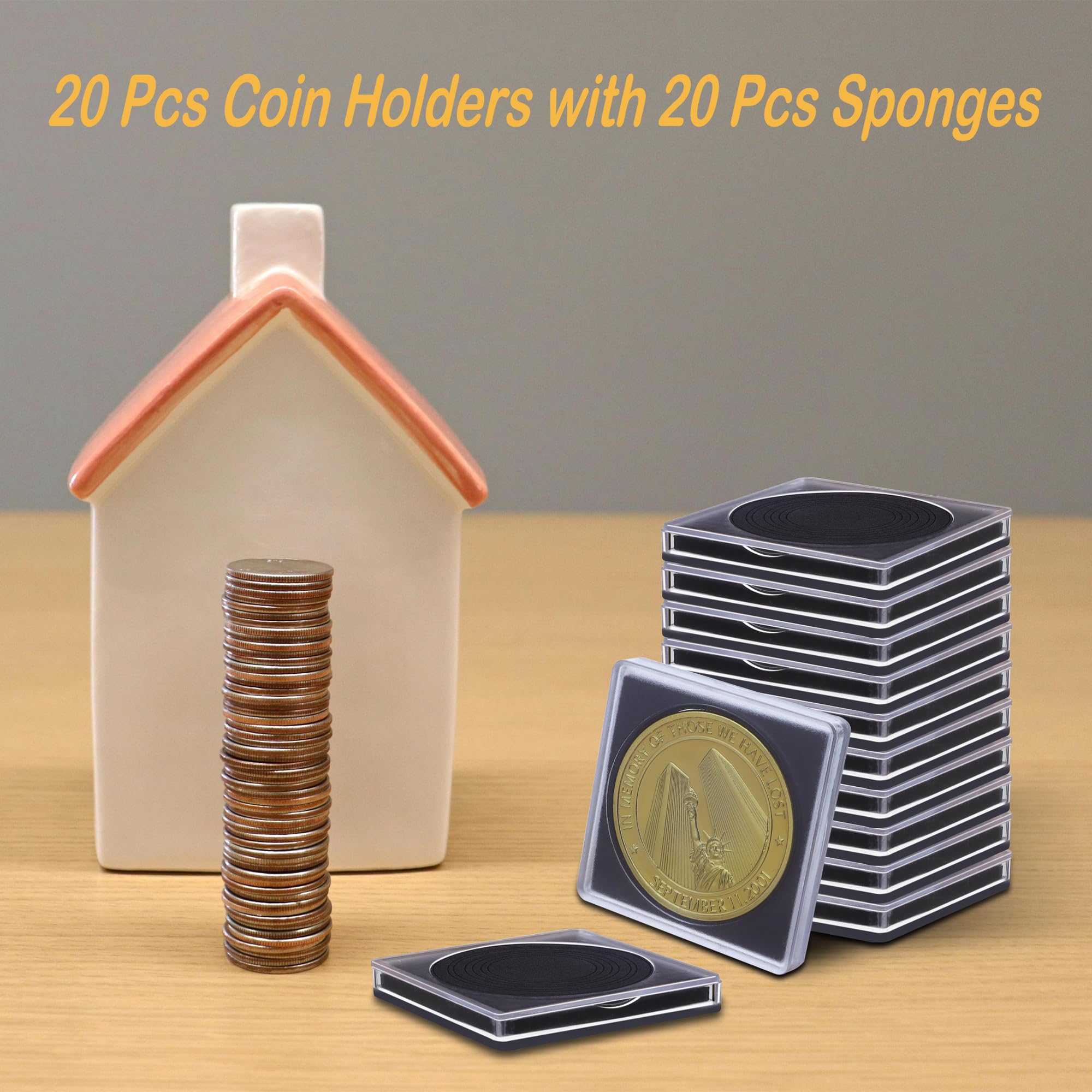 20 soportes de colección de monedas transparentes con esponjas de 43 mm, cápsulas de monedas Morgan Silver Dollar Moneda Snap Holder Protectores para coleccionistas (8 diámetros ajustables: 19/21.5