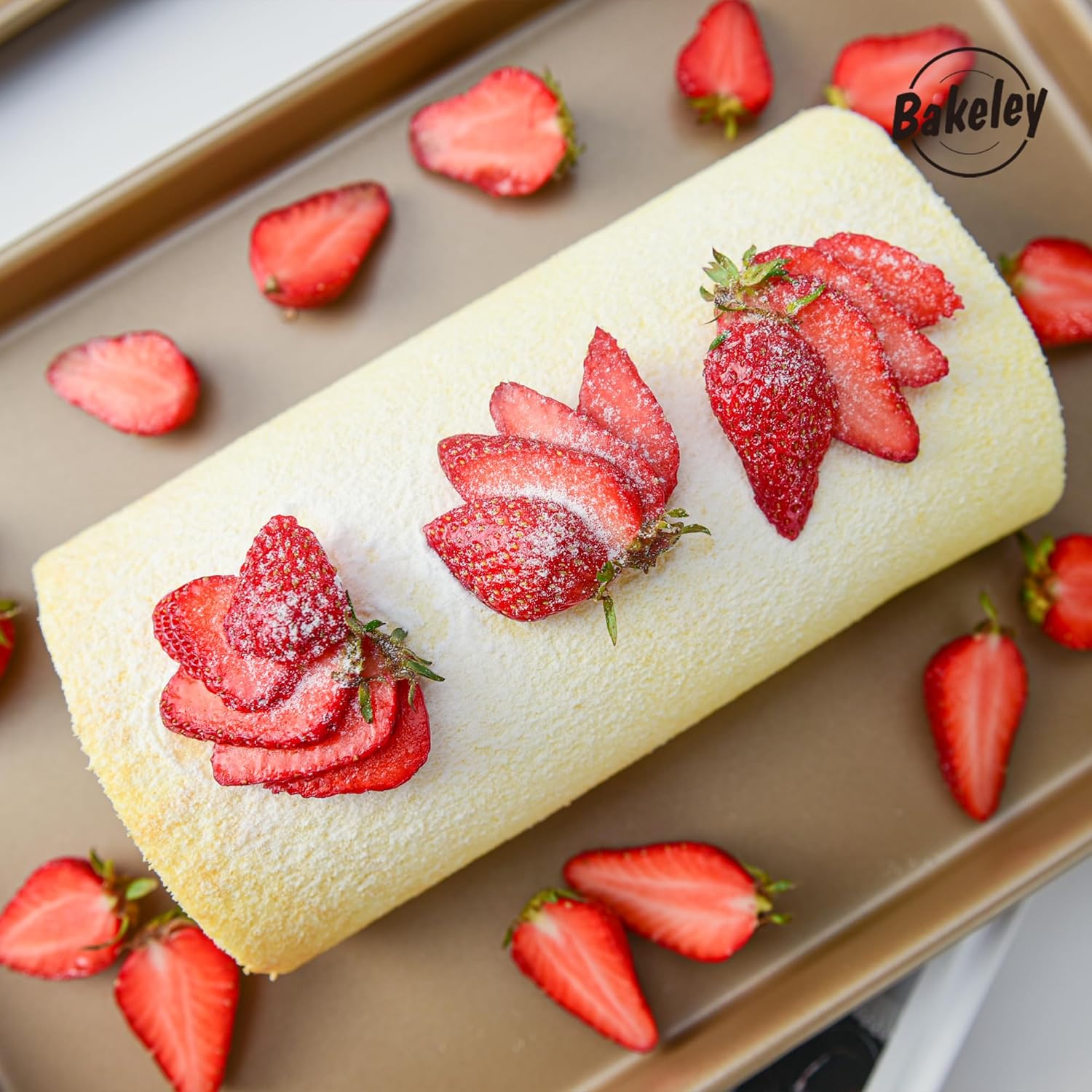 0.8mm Baking Sheet Pan Set of 2, Commercial Cookie Sheet Pan, 0.8mm Haevy Duty Carbon Steel Nonstick Jelly Roll Pan for Oven (Champagne Gold, 15.7"x10.6")