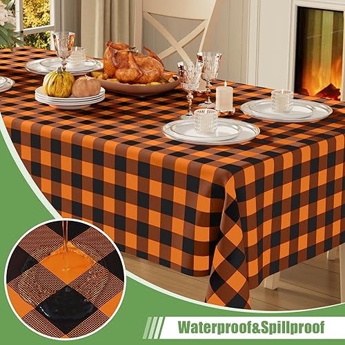 Vista 13 de Smiry Paquete de 10 Manteles Desechables de Cuadros Vichy Azules - 54" x 108" Mantel de Plástico de Servicio Pesado, Cubiertas de Mesa Impermeables