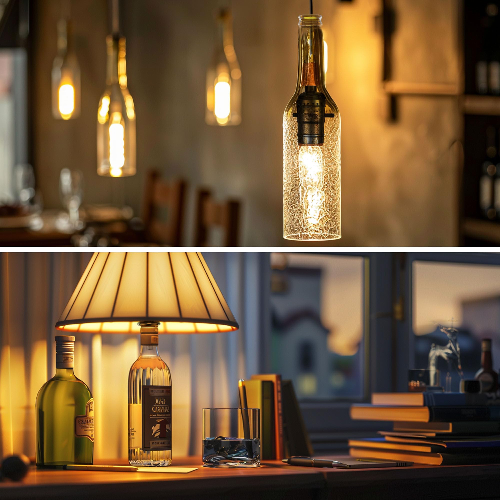 ACBungji 2 Sets Bottle Lamp Kit for Liquor Bottle, DIY Wine Bottle