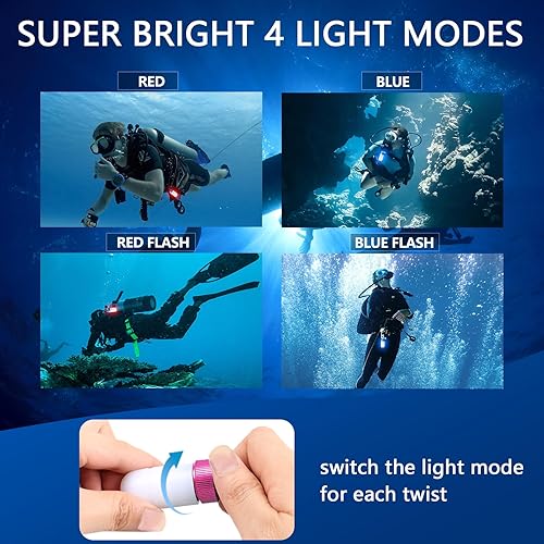 Miniatura 4 de Luz de buceo, luces de marcador para buceo, linterna con pilas de botón, mini luz de tanque impermeable para 328.1 ft, portátil para esnórquel y