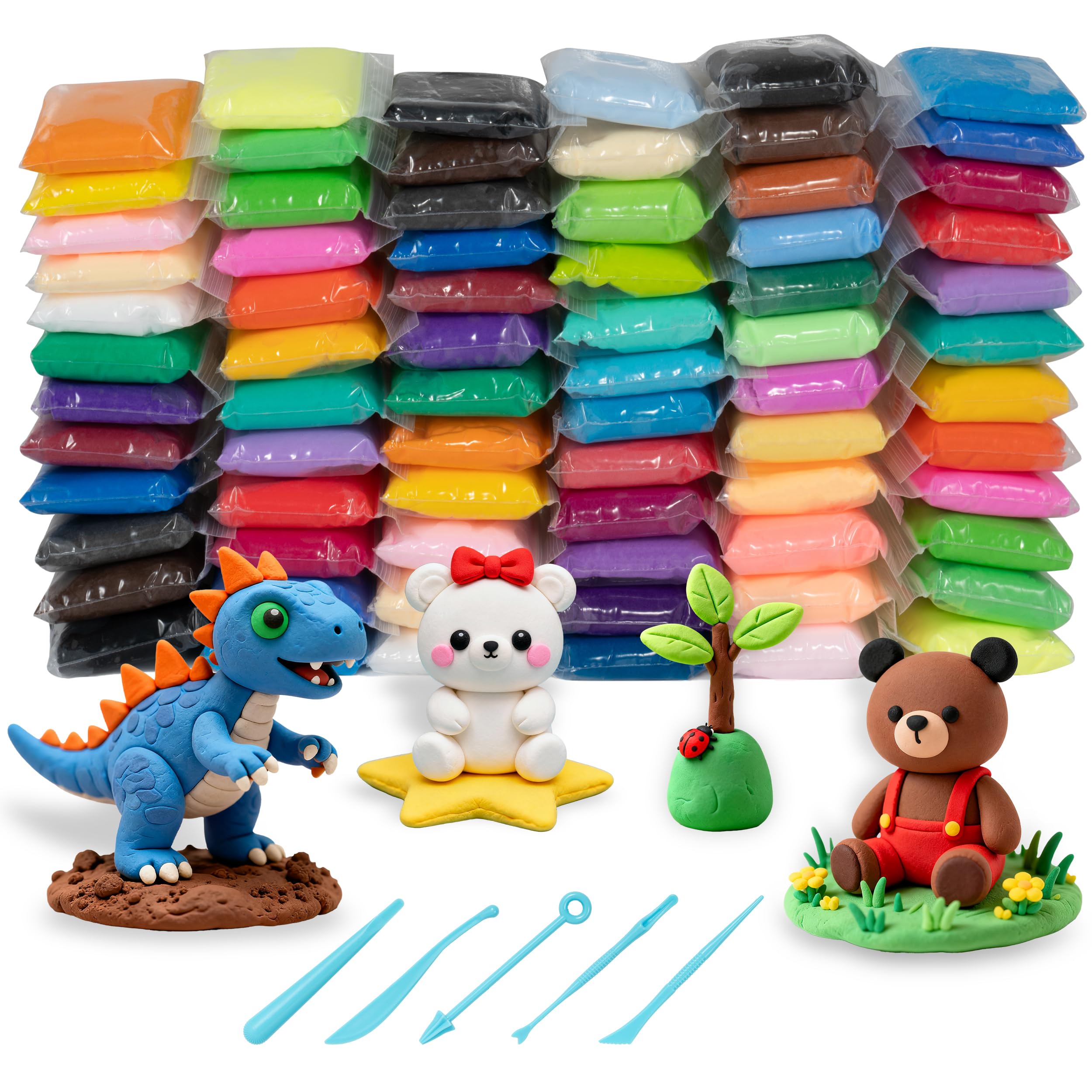 Kit de pâte à Modeler, kit de démarrage, 72 Couleurs de pâte Magique séchant à l'air pour Enfants, Cadeau en pâte polymère pour garçons et Filles âgés de 3 à 12 Ans