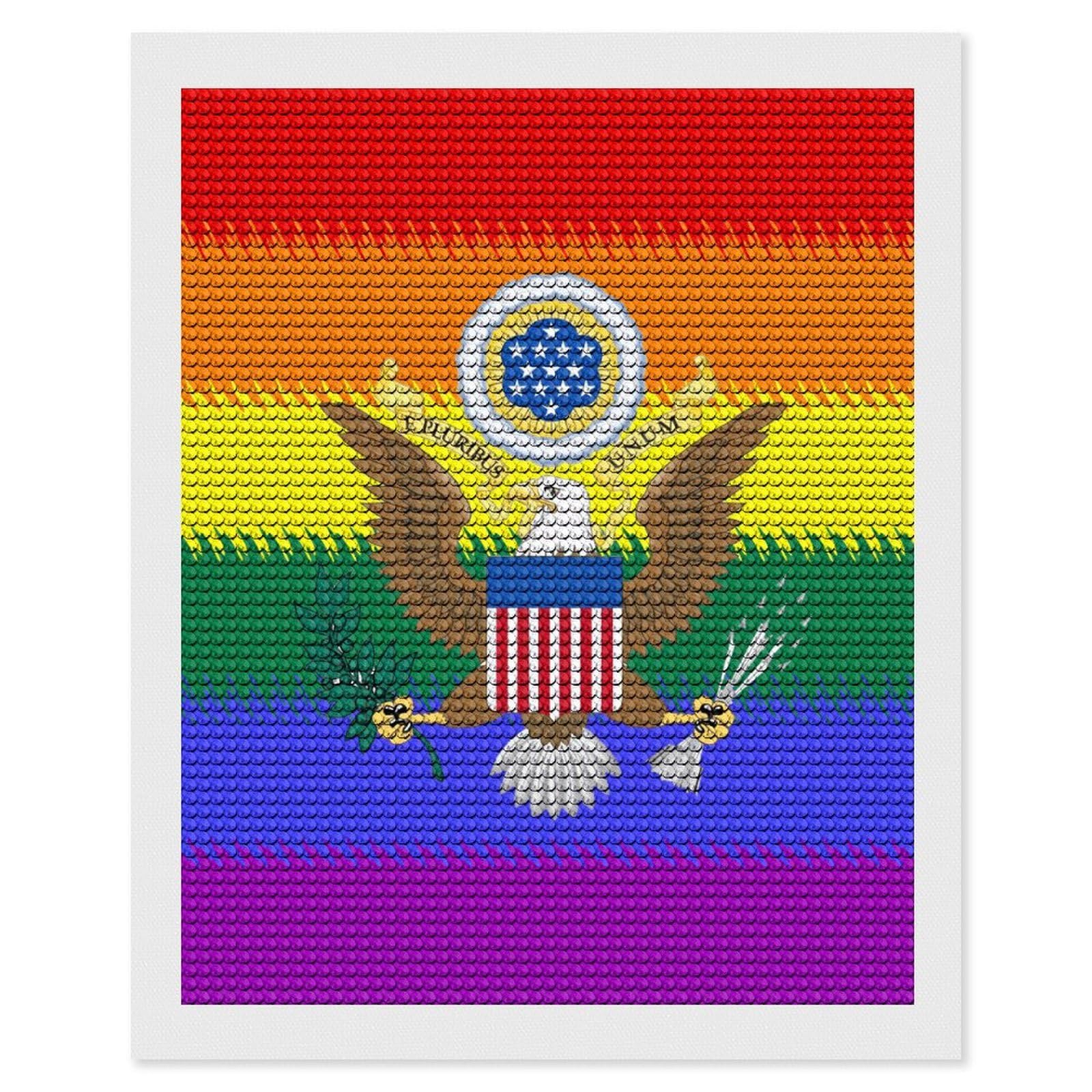 Nclqvjxzkhw Style Lgbt Flag United States Emblem Diamond Art Painting For Adult Round Diamonds Pictures Arts Crafts Home Wall Decor 16"X20"