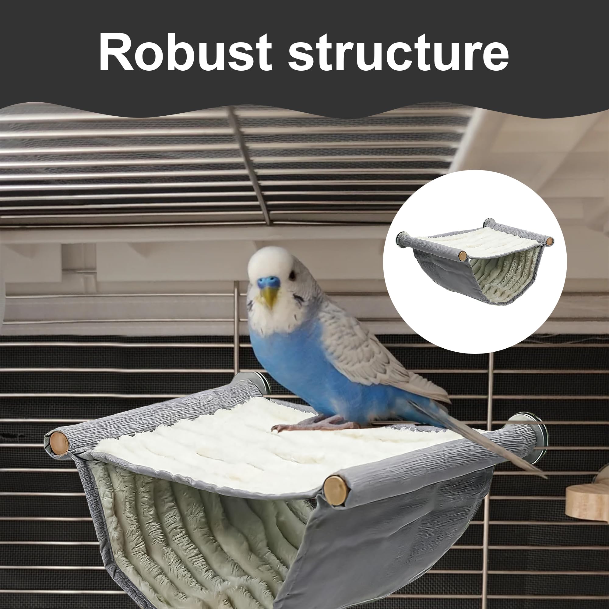 Hamac pour oiseaux - Accessoires pour perruches ondulées - Accessoires de cage à oiseaux - Nid d'oiseau chaud pour l'hiver - Nid d'oiseau - Grottes pour perroquets et petits oiseaux (gris)