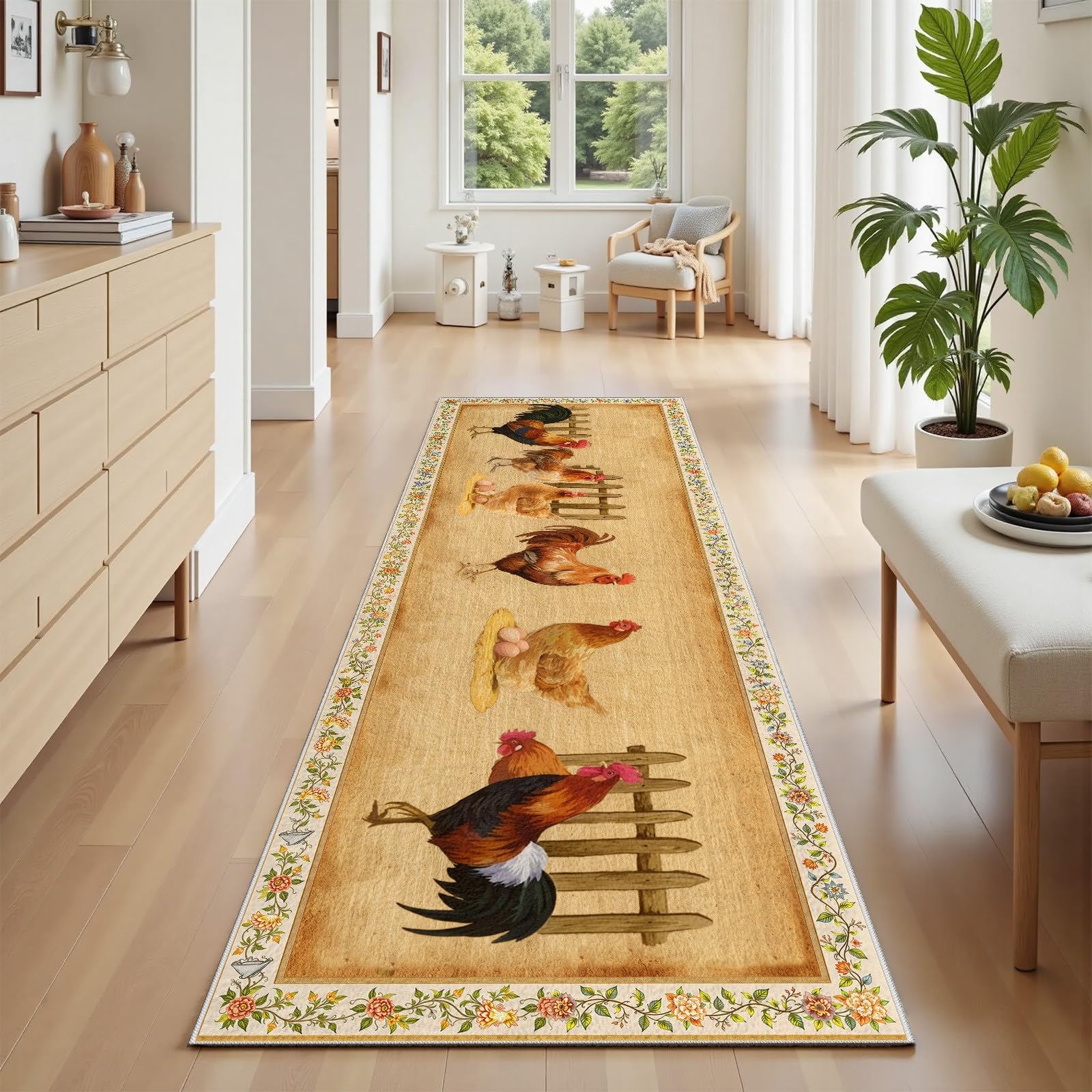 Tapis cuisine bohème vintage motif animal pour couloir long