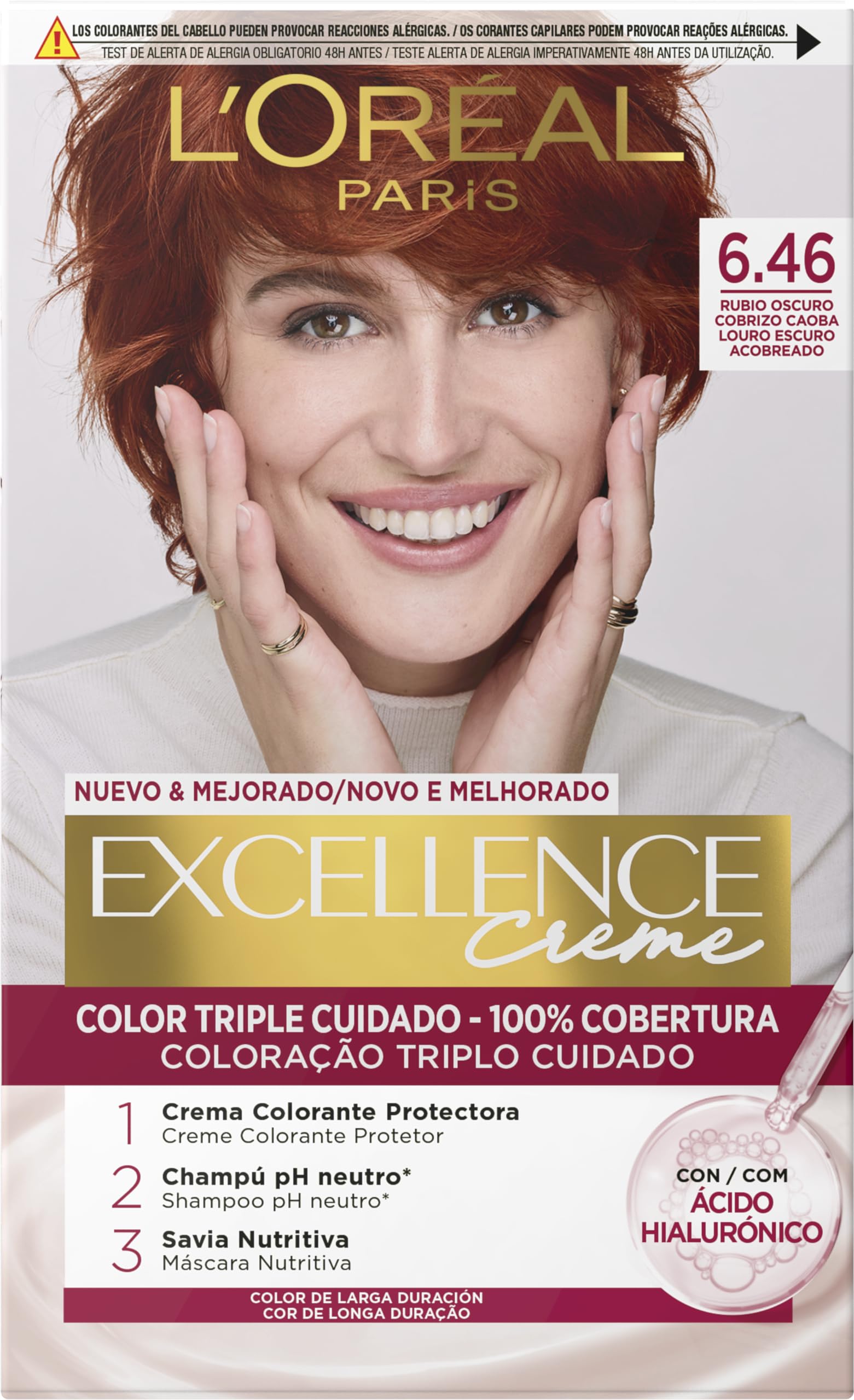 L´ORÉAL PARIS Excellence Creme Tinte Permanente - Tono 6.46 Rubio Oscuro Cobrizo Caoba