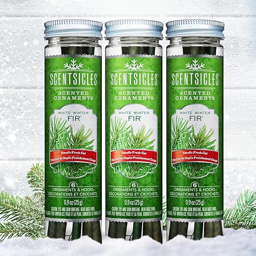 Scentsicles Adornos perfumados para árbol de Navidad de abeto blanco de invierno, 3 botellas (18 varillas en total)