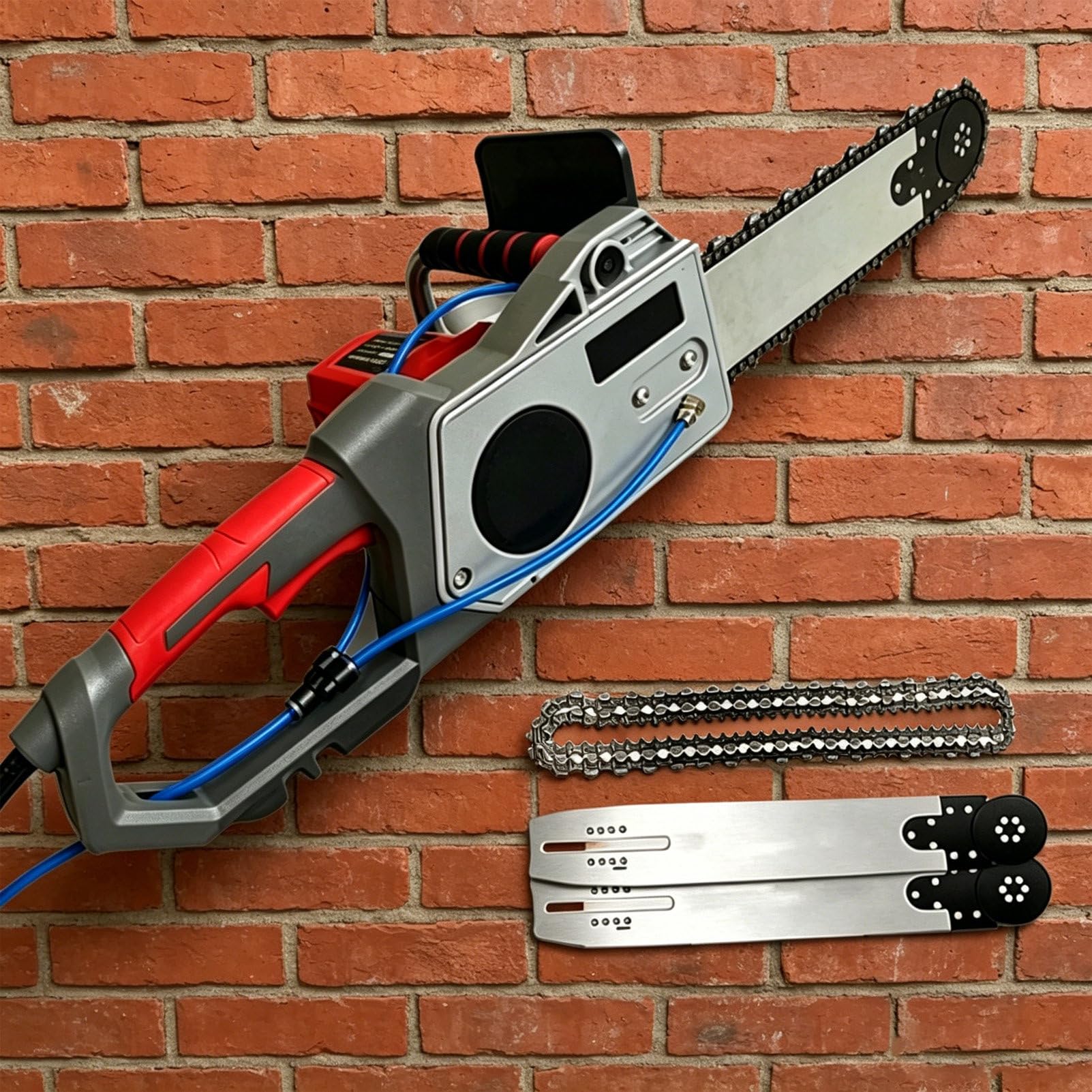 Pvxa Multicolor 5800W 6500W Electric Concrete Saw, Handheld Electric Chainsaw Wall Cutter, With Water Fed Dust Suppression And 2 Chains+2 Guide Bar, For Slotted Rebar 480