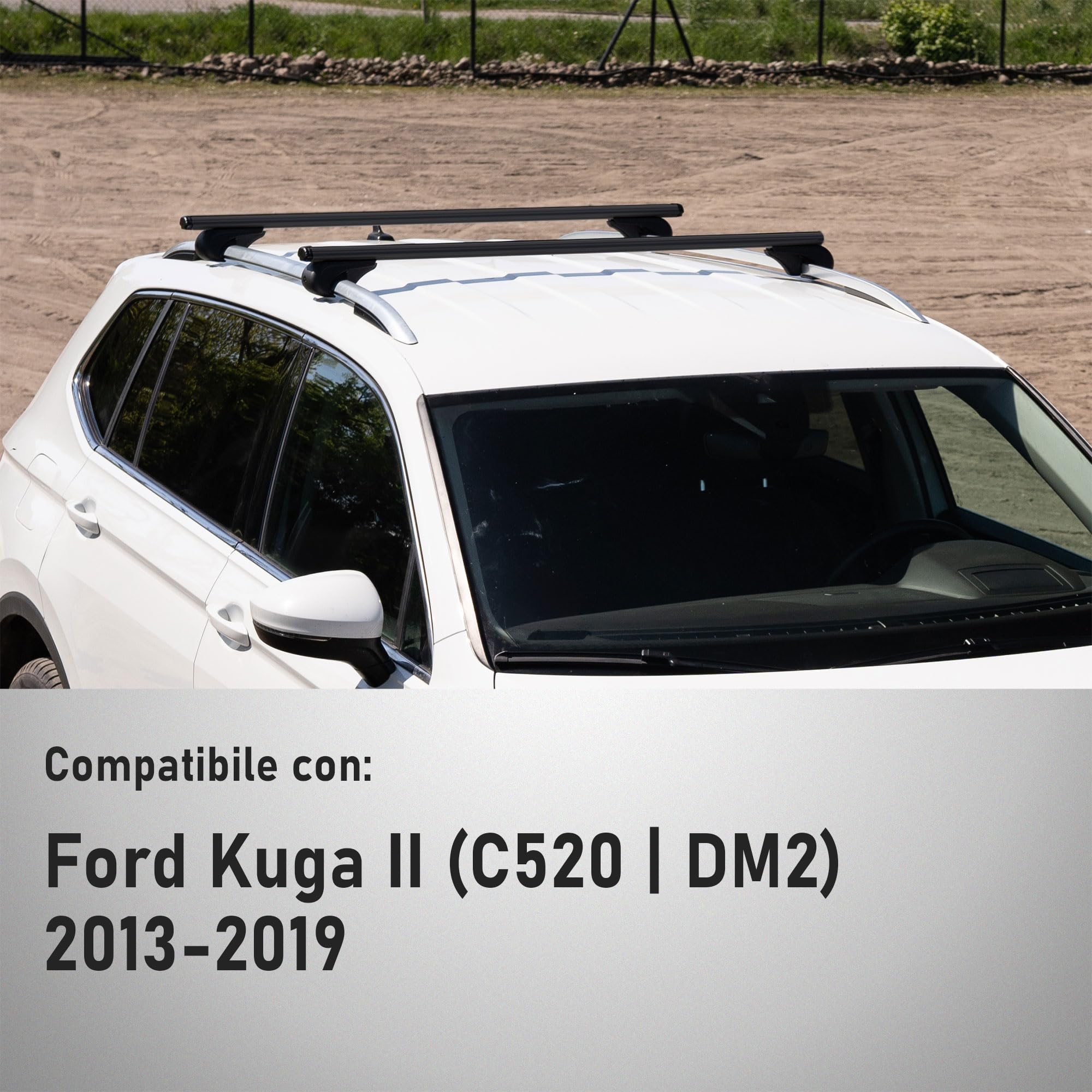 CHROMEMASTER Portapacchi da Tetto, Barre Tetto; Compatibile con Ford Kuga 2013-2019; Per il Trasporto di Box da Tetto, Portabiciclette, Scala | Struttura Leggera e Resistente in Alluminio