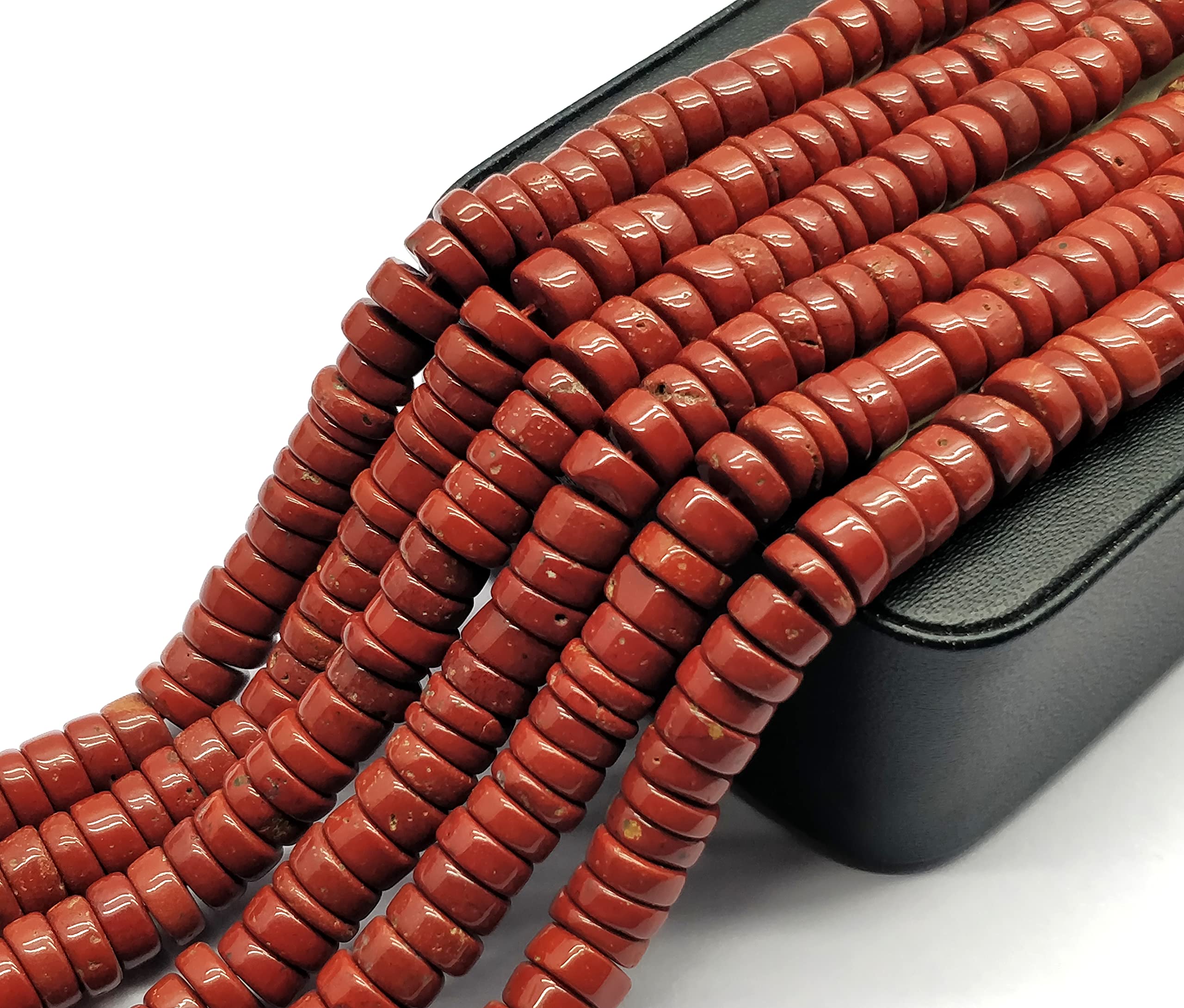 Natural Red Jasper 5mm Smooth Tyre Shape Beads Wheel Cut Gemstone Beads 8 inch Srand, Heishi Beads, Bracelet Earring and Necklace Jewelry Making Craft TYRE_be-17