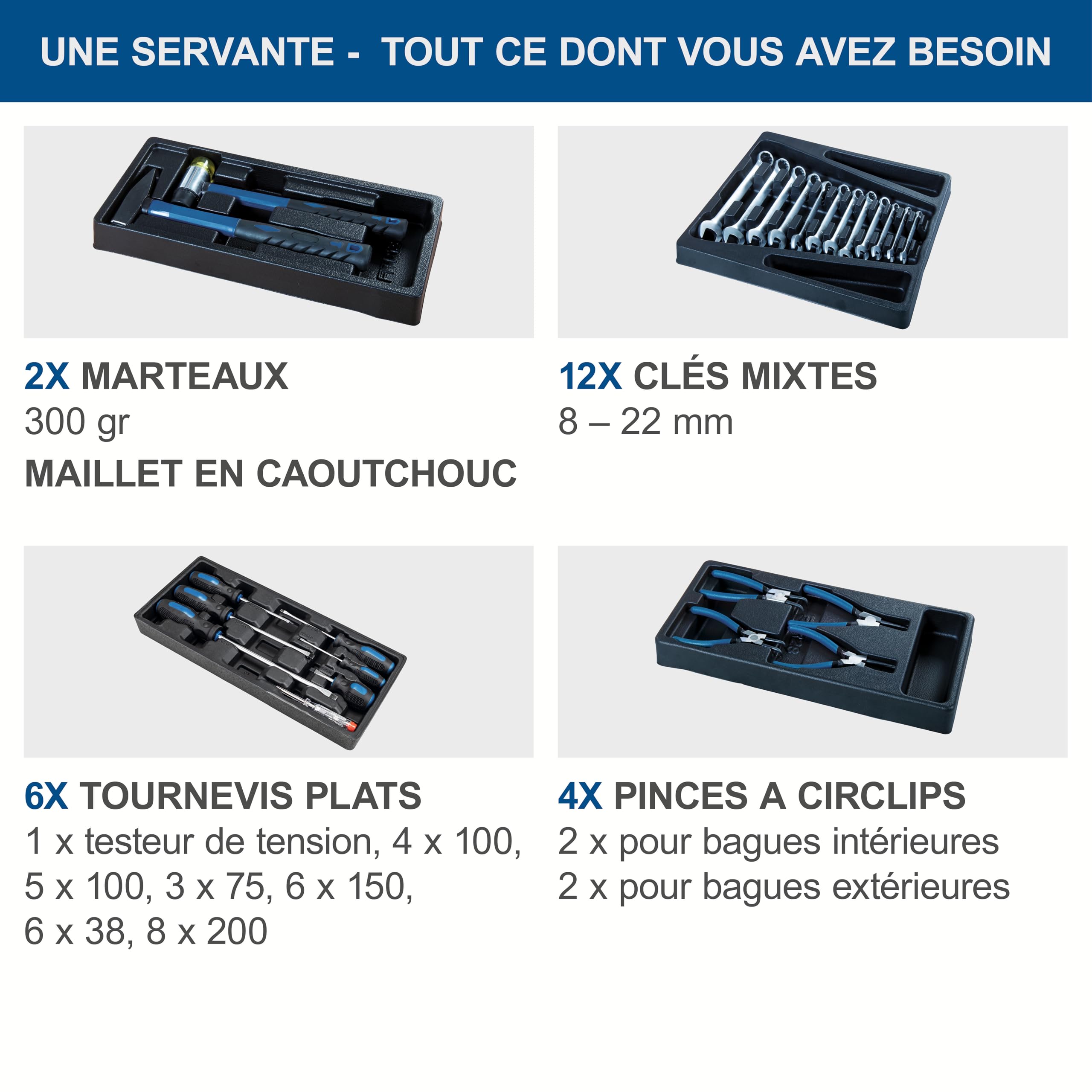 Scheppach Servante d'atelier TW1000 Set d'outils | 263 pièces incluses | Chariot d'outillage avec 4 roulettes | Verrouillable et Mobile | 7 tiroirs