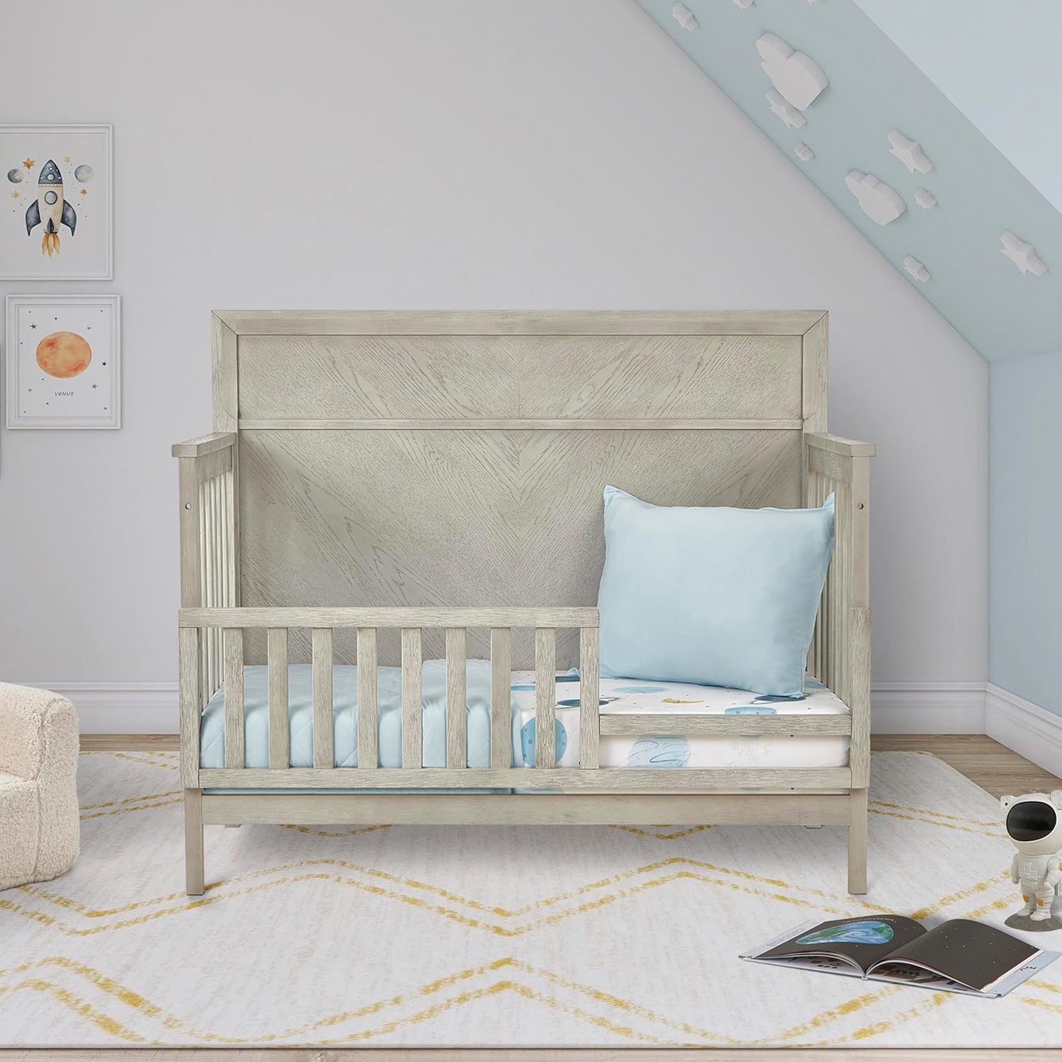 Evolur Space Adventure 3 Piece Toddler Bedding Set, Super Soft and Breathable Toddler Bedding, Machine Washable, Includes Fitted Sheet, Comforter and Pillow Case