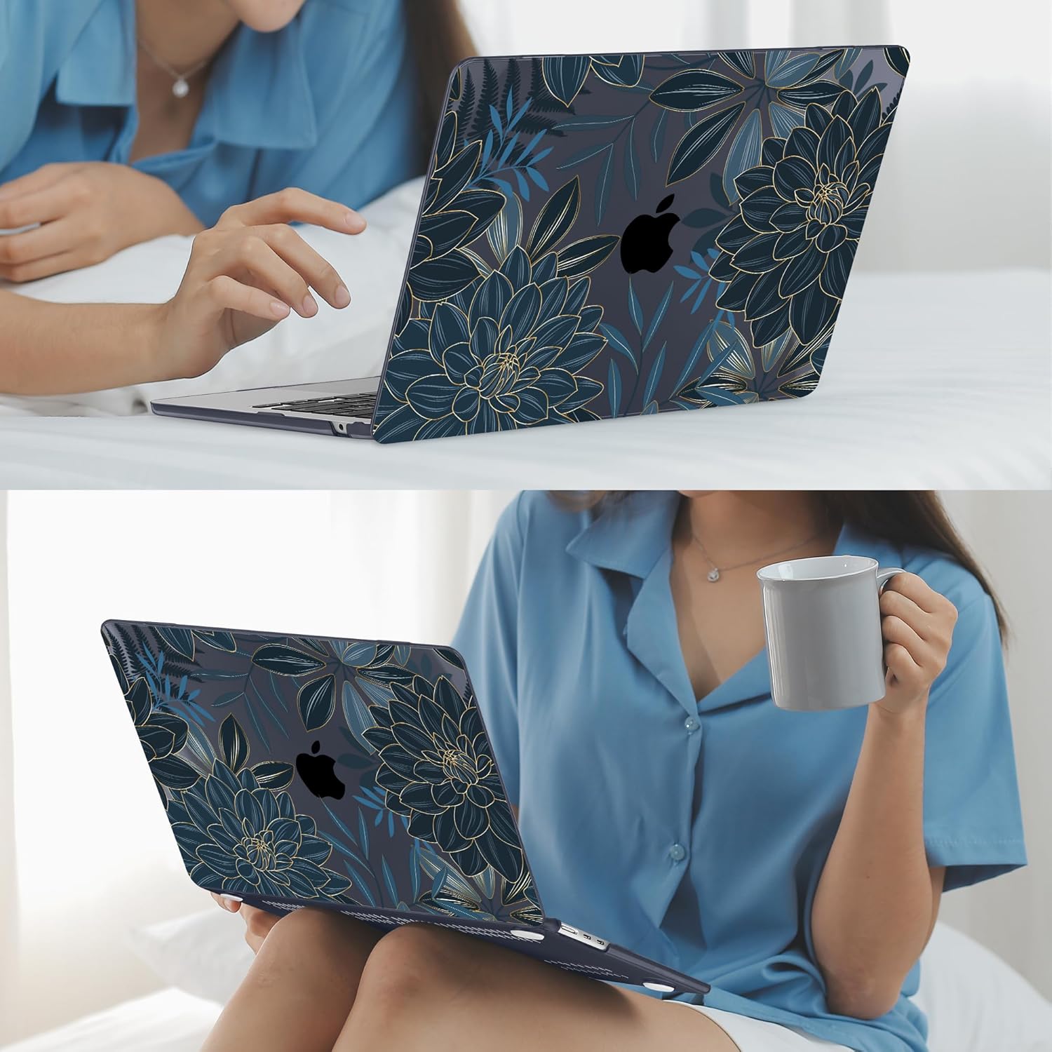 Mektron Designed for 2025/2024/2023 MacBook Air 15 INCH M4 A3241 /M3 A3114 /M2 A2941 Case, Printed Plastic Hard Shell Cover with 15.3" Liquid Retina Display Touch ID, Dahlia Flower C035 - Image 7