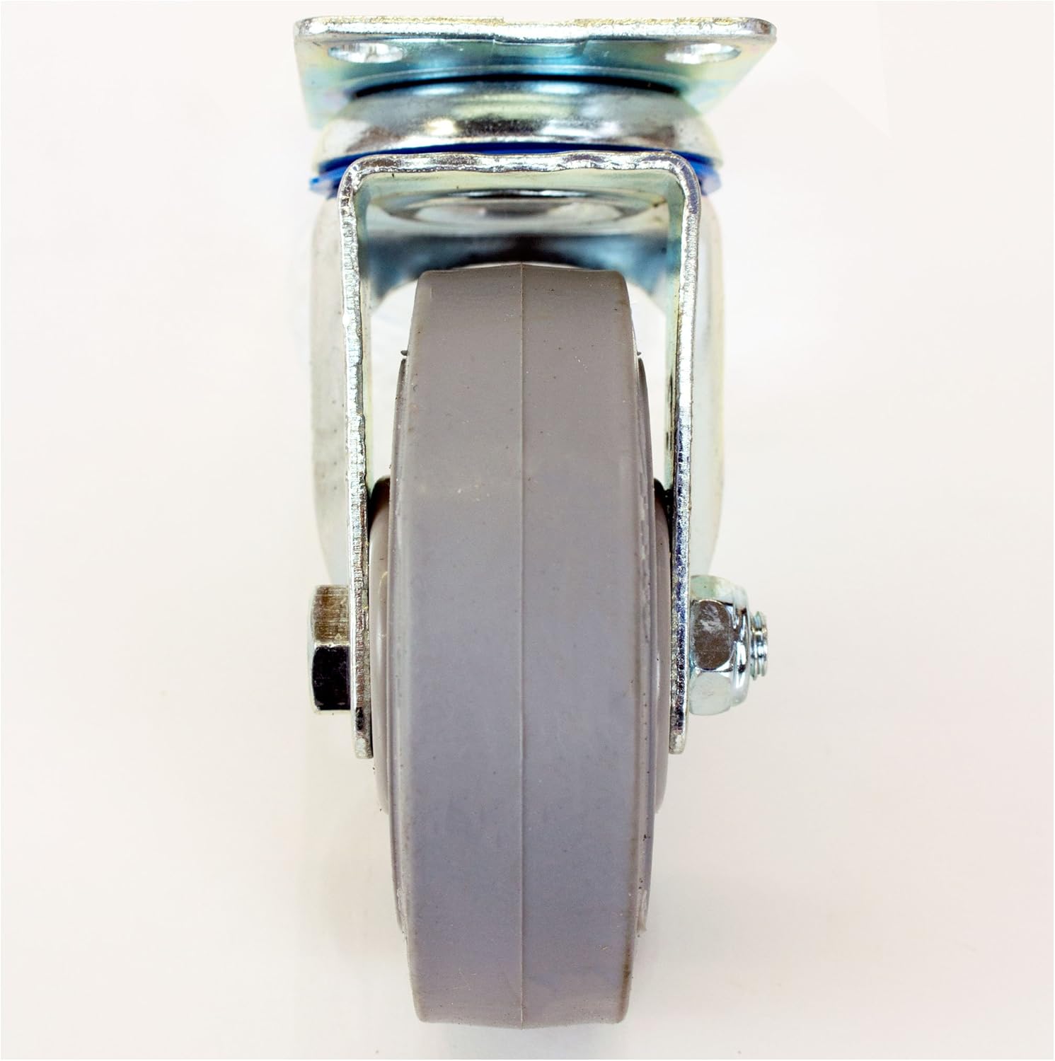 NK CTPR4SS Swivel Plate Caster with Non Marking Soft Gray Rubber TPR Wheel, Total Lock Brake Available (4 -Inch, Swivel Caster)