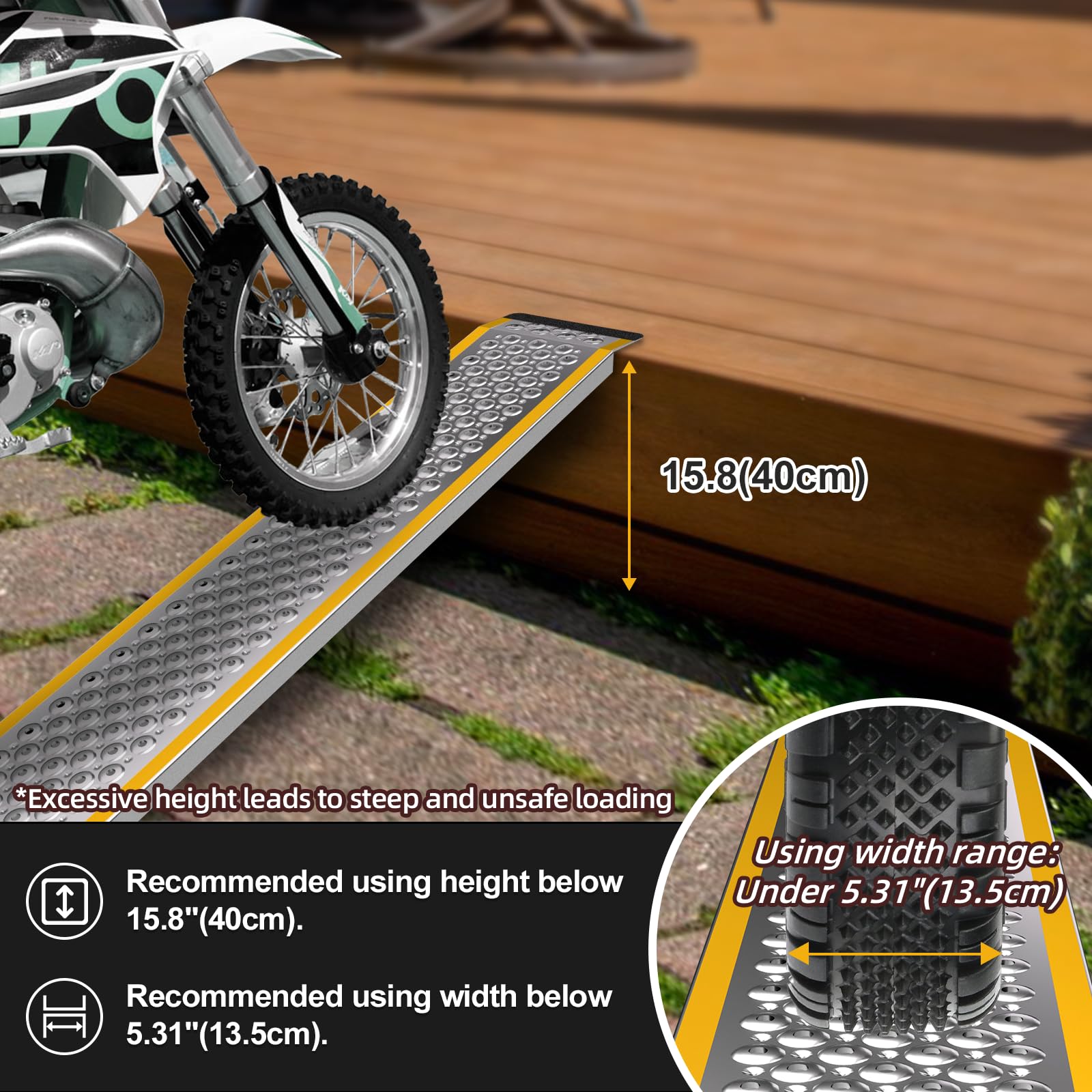 Aluminiowa rampa do szopy, 2 sztuki, 57" solidna antypoślizgowa rampa załadunkowa do kosiarki samojezdnej, długa rampa do szopy, lekkie rampy do motocykli, kosiarek do trawy, pojazdów ATV, dmuchaw,