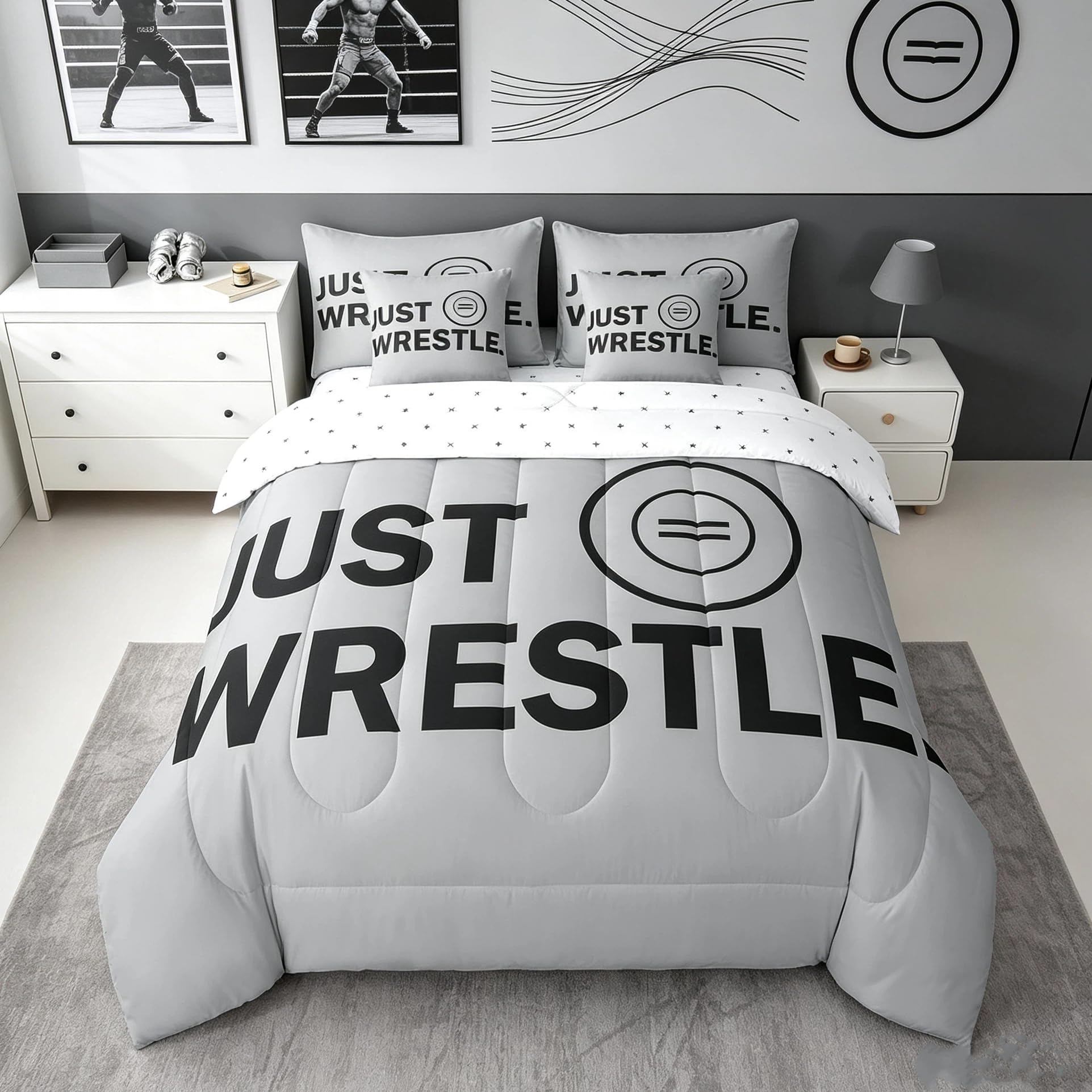 Feelyou Wrestle Bedding Set Full Size 7 Piece for Kids Women Men